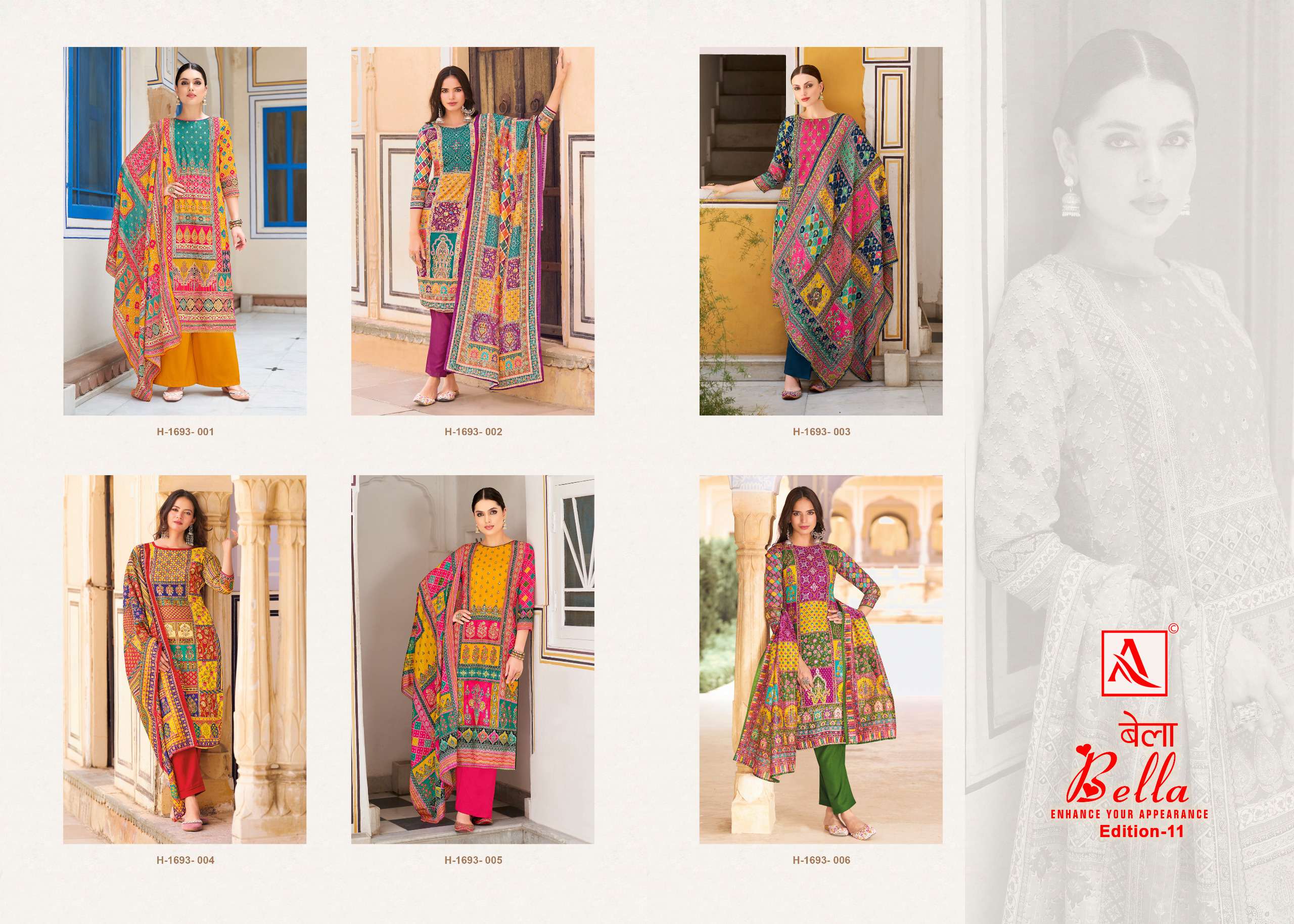 ALOK SUITS BELLA VOL 11 MUSLIN DIGITAL PRINT WITH FANCY WORK SUIT