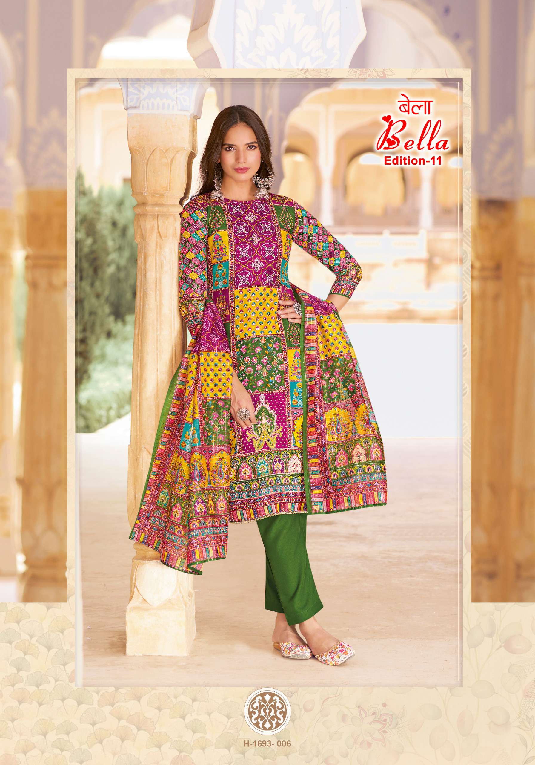 ALOK SUITS BELLA VOL 11 MUSLIN DIGITAL PRINT WITH FANCY WORK SUIT