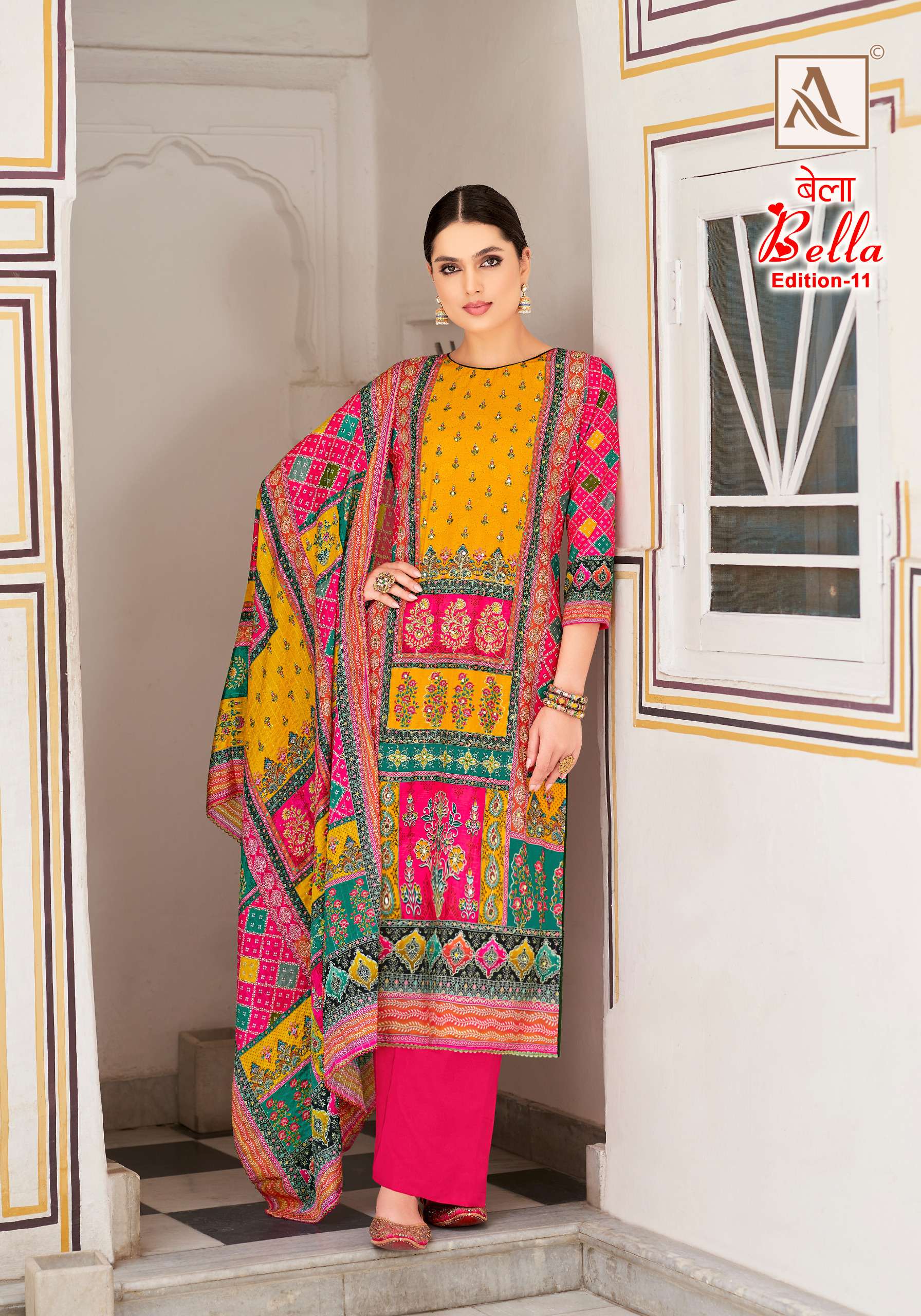 ALOK SUITS BELLA VOL 11 MUSLIN DIGITAL PRINT WITH FANCY WORK SUIT