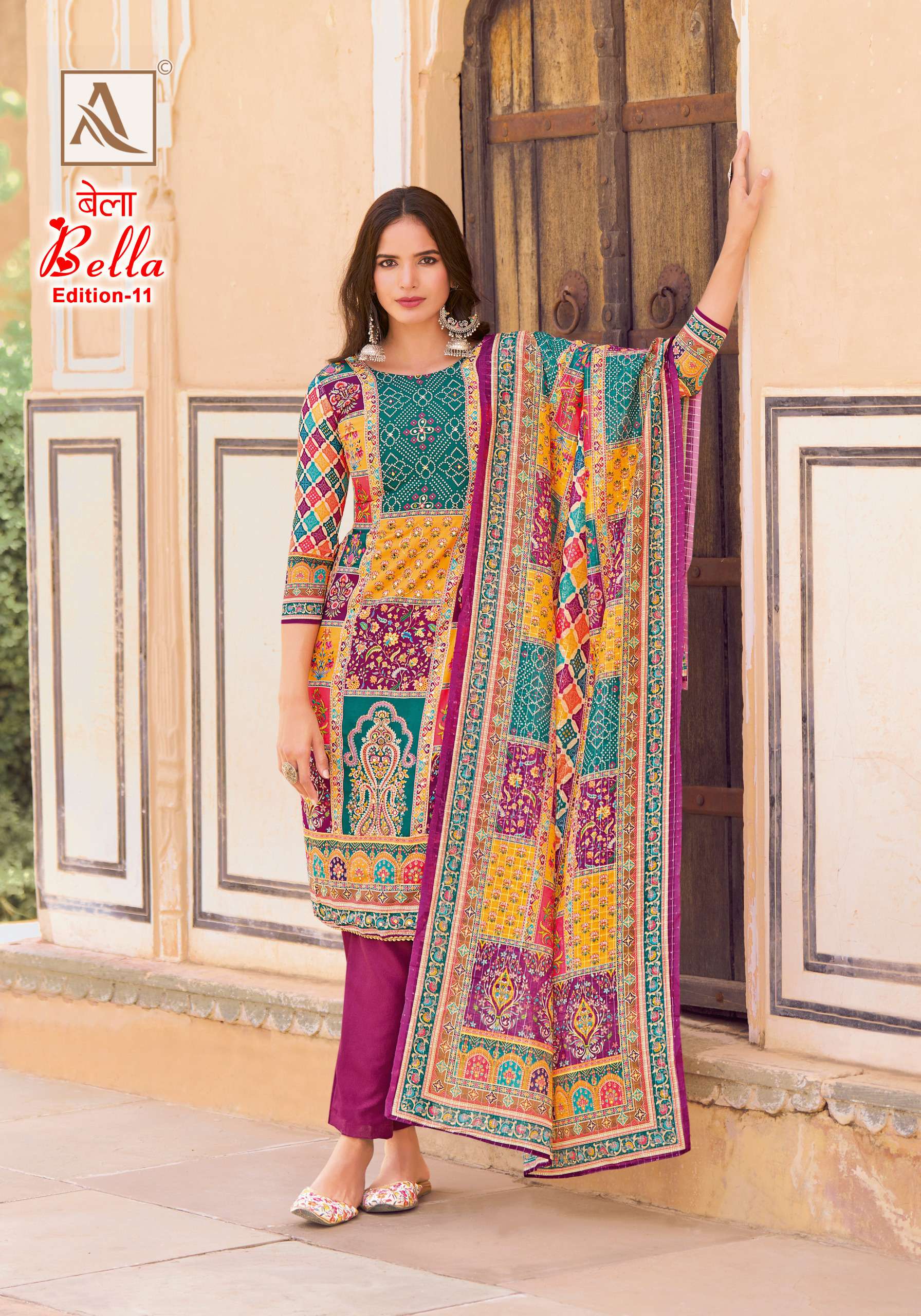 ALOK SUITS BELLA VOL 11 MUSLIN DIGITAL PRINT WITH FANCY WORK SUIT