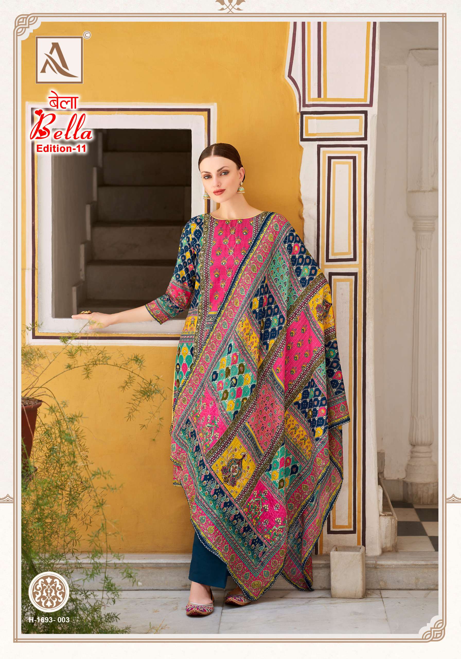 ALOK SUITS BELLA VOL 11 MUSLIN DIGITAL PRINT WITH FANCY WORK SUIT
