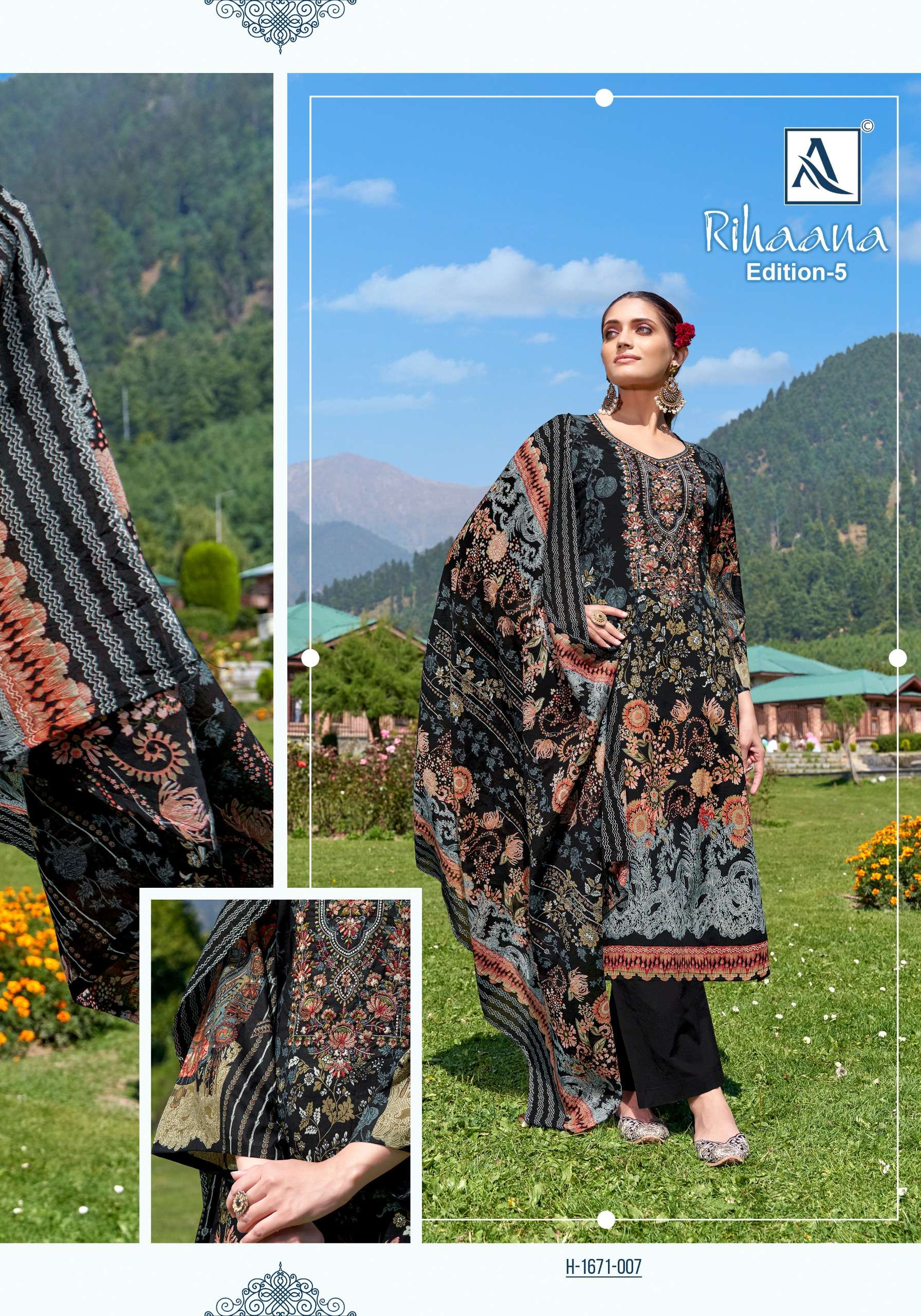 ALOK SUITS RIHAANA VOL 5 COTTON PRINT WITH FANCY WORK SUIT