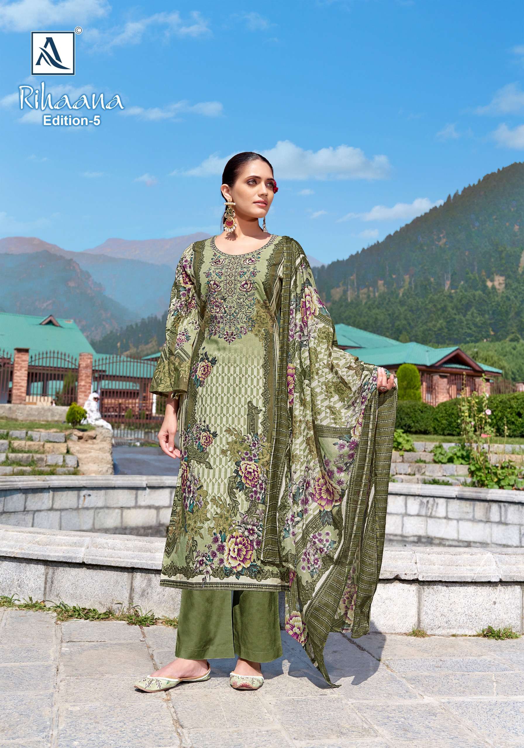 ALOK SUITS RIHAANA VOL 5 COTTON PRINT WITH FANCY WORK SUIT