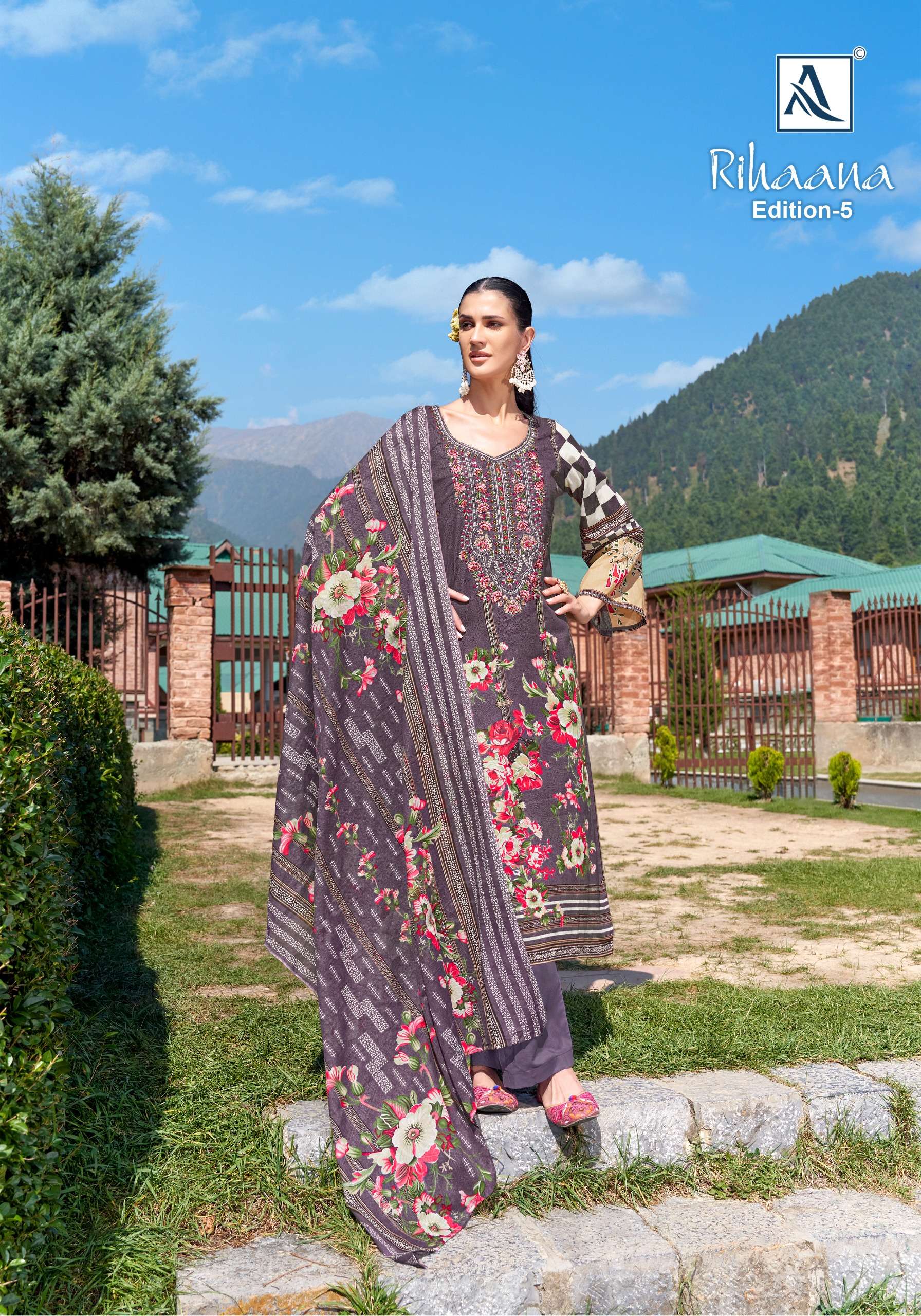 ALOK SUITS RIHAANA VOL 5 COTTON PRINT WITH FANCY WORK SUIT