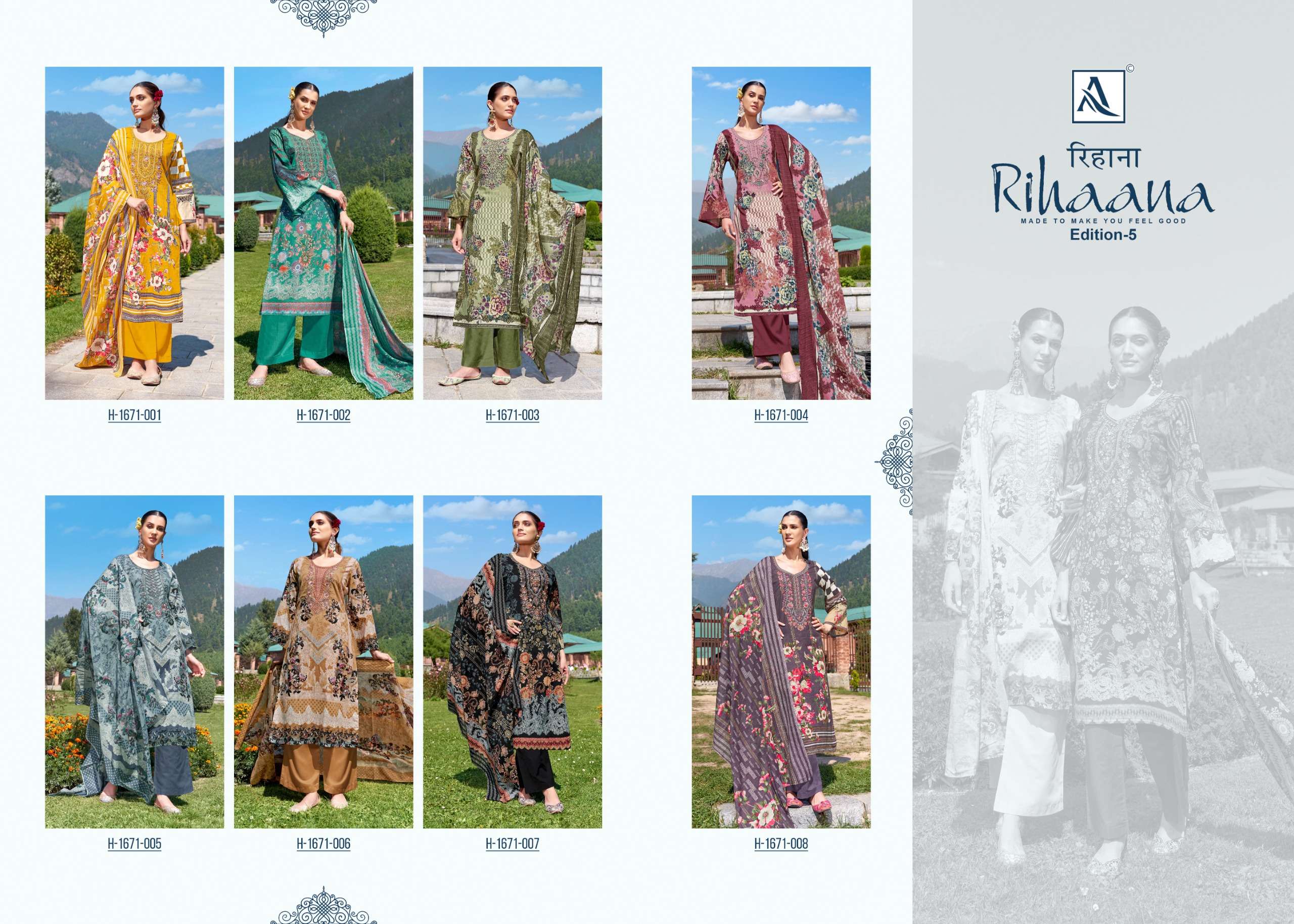 ALOK SUITS RIHAANA VOL 5 COTTON PRINT WITH FANCY WORK SUIT