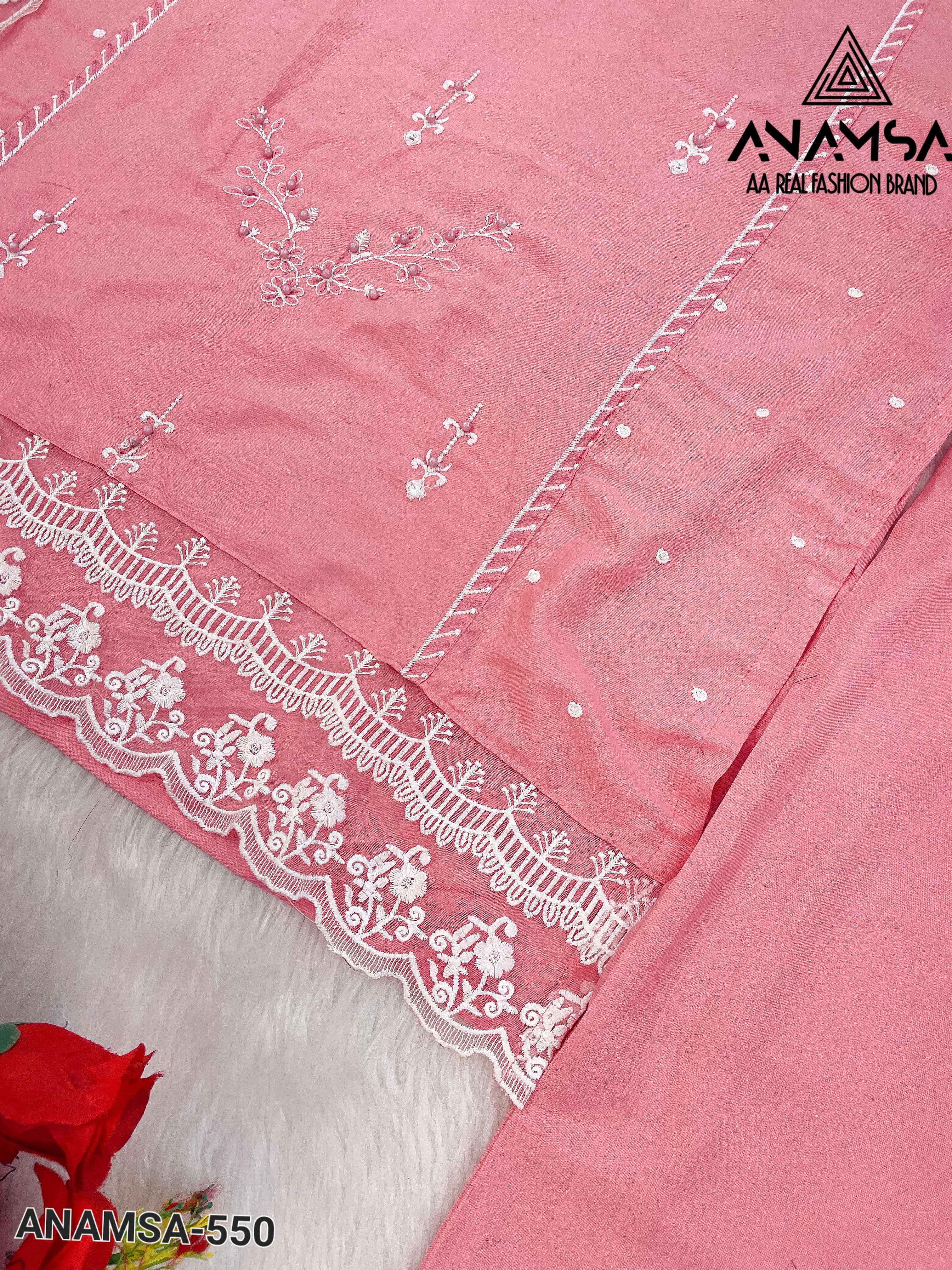 ANAMSA - 550 PURE RAYON COTTON BEAUTIFUL DESIGN HEAVY EMBROIDERED PARTY WEAR SUIT