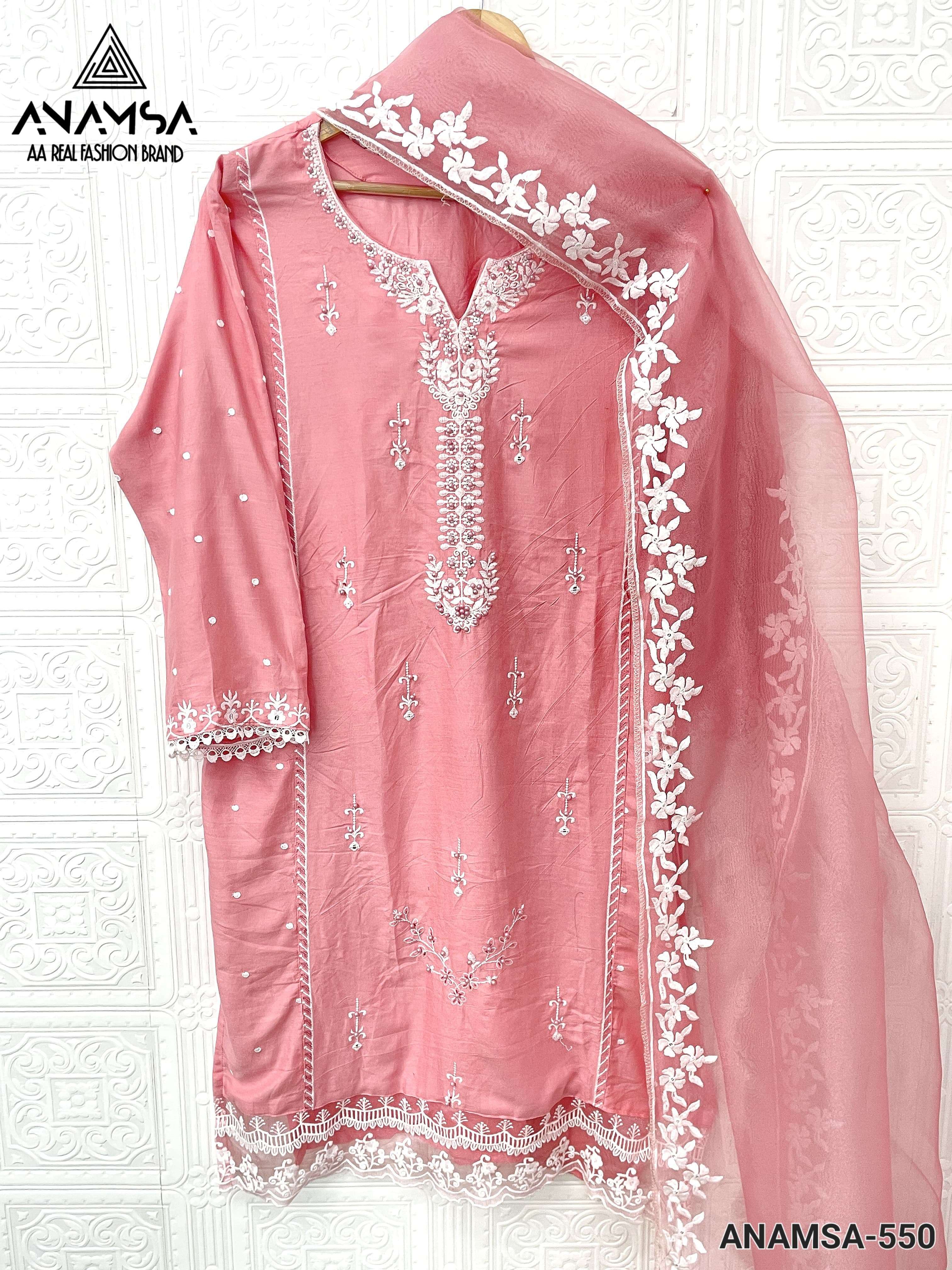 ANAMSA - 550 PURE RAYON COTTON BEAUTIFUL DESIGN HEAVY EMBROIDERED PARTY WEAR SUIT