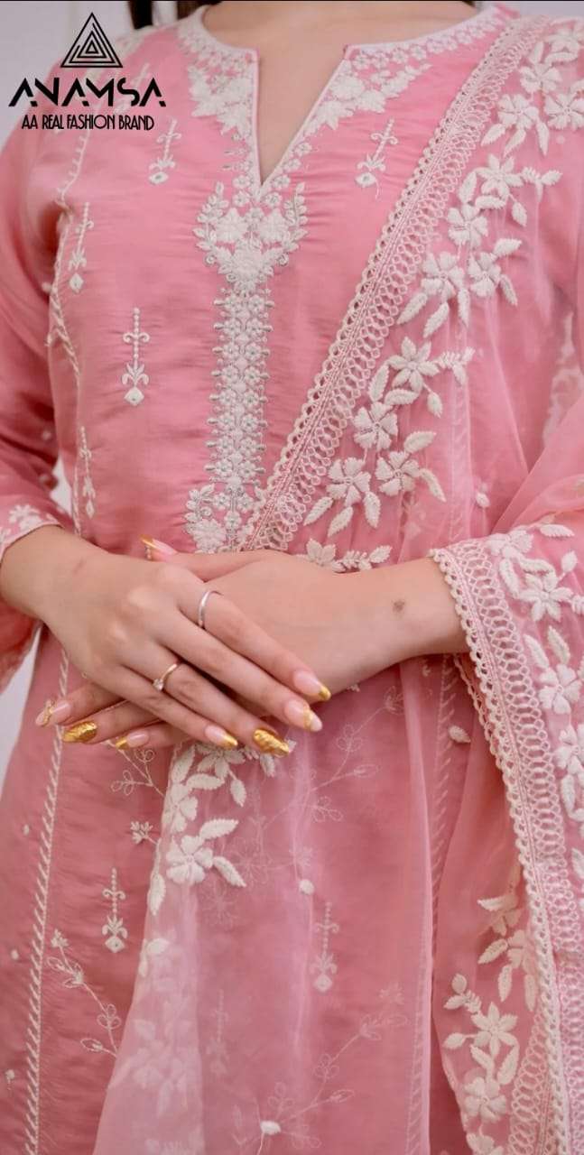 ANAMSA - 550 PURE RAYON COTTON BEAUTIFUL DESIGN HEAVY EMBROIDERED PARTY WEAR SUIT
