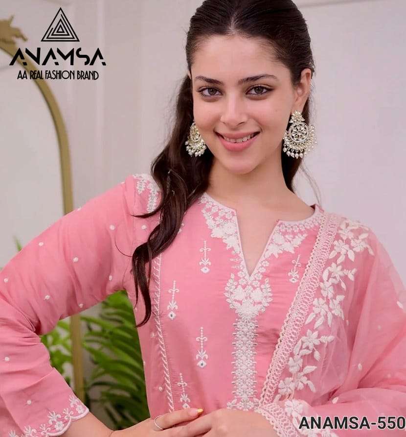 ANAMSA - 550 PURE RAYON COTTON BEAUTIFUL DESIGN HEAVY EMBROIDERED PARTY WEAR SUIT