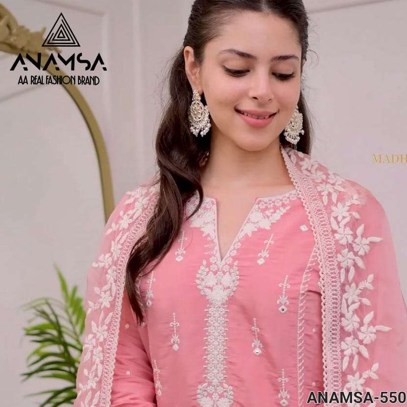 ANAMSA - 550 PURE RAYON COTTON BEAUTIFUL DESIGN HEAVY EMBROIDERED PARTY WEAR SUIT