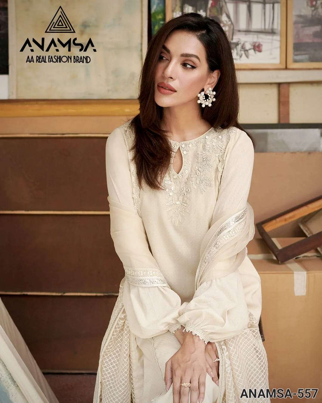 ANAMSA - 557 BEAUTIFUL DESIGN HEAVY EMBROIDERED PARTY WEAR SUIT