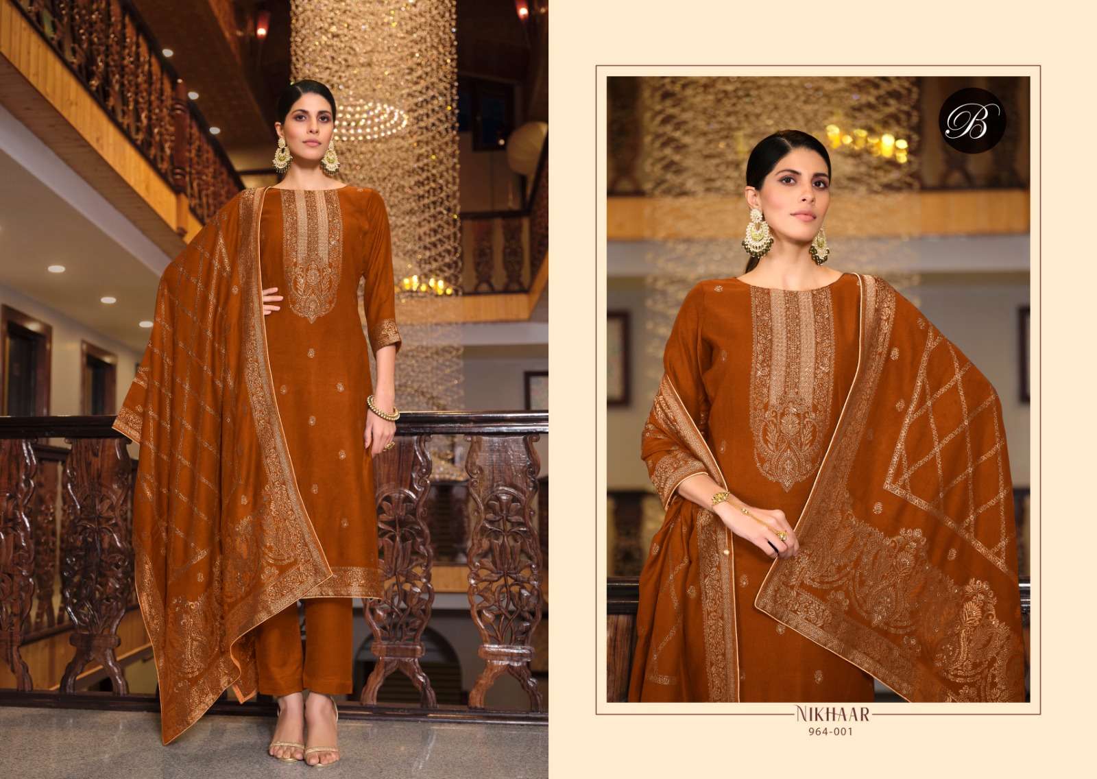 BELLIZA DESIGNER STUDIO NIKHAAR MUSLIN JACQUARD SUIT