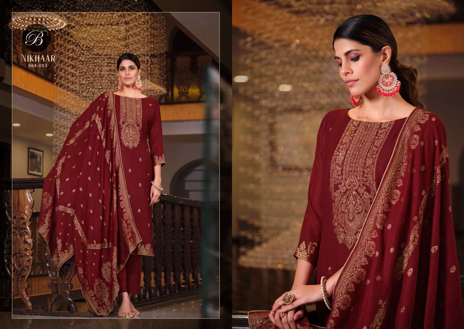 BELLIZA DESIGNER STUDIO NIKHAAR MUSLIN JACQUARD SUIT