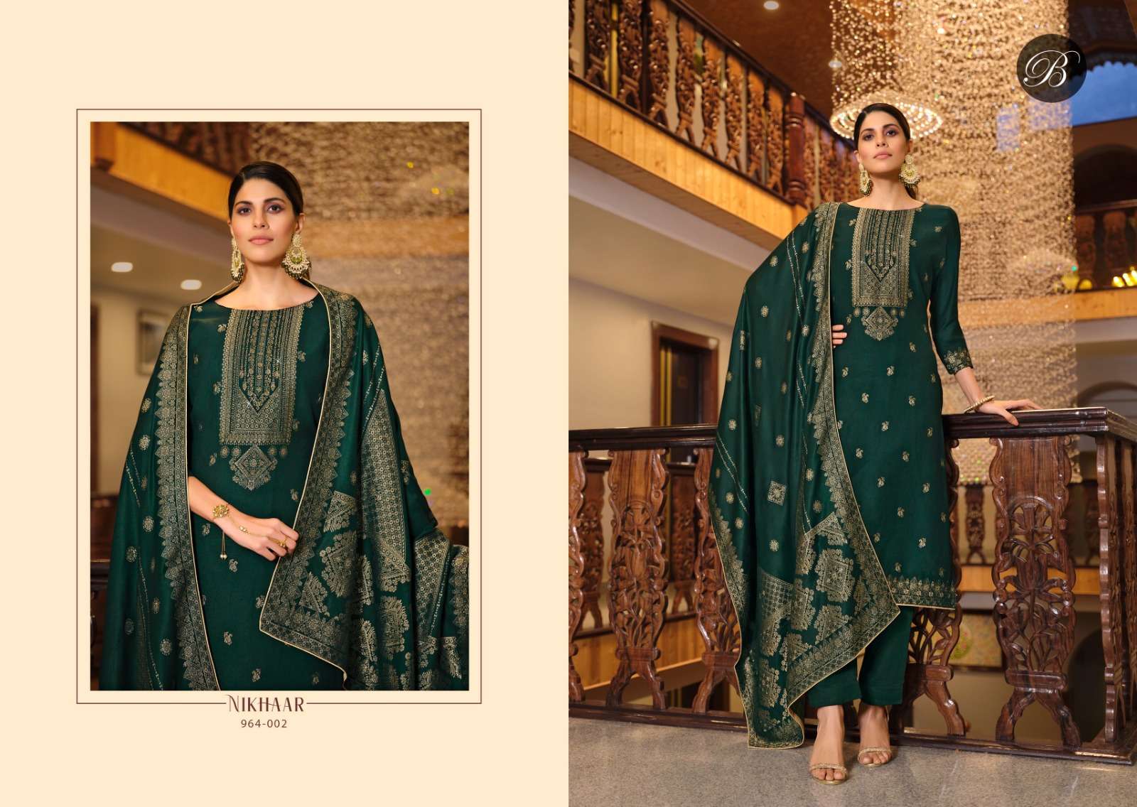 BELLIZA DESIGNER STUDIO NIKHAAR MUSLIN JACQUARD SUIT