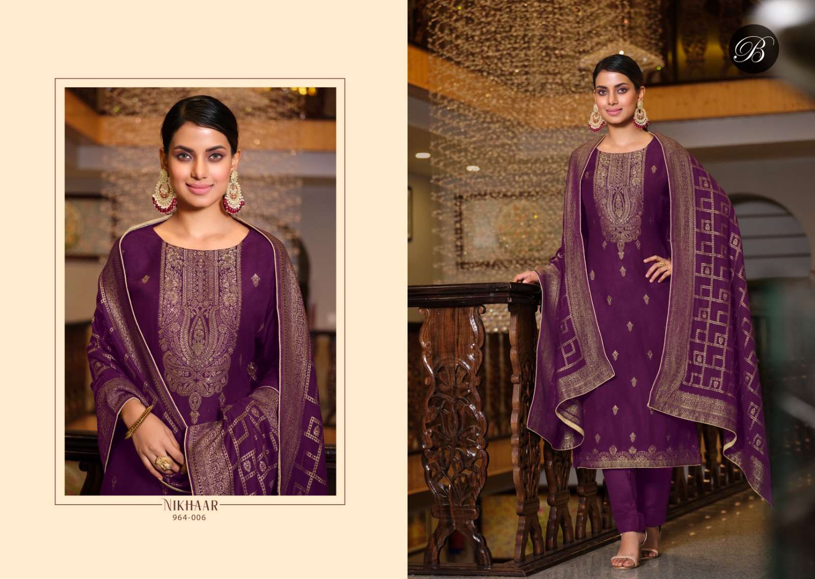 BELLIZA DESIGNER STUDIO NIKHAAR MUSLIN JACQUARD SUIT