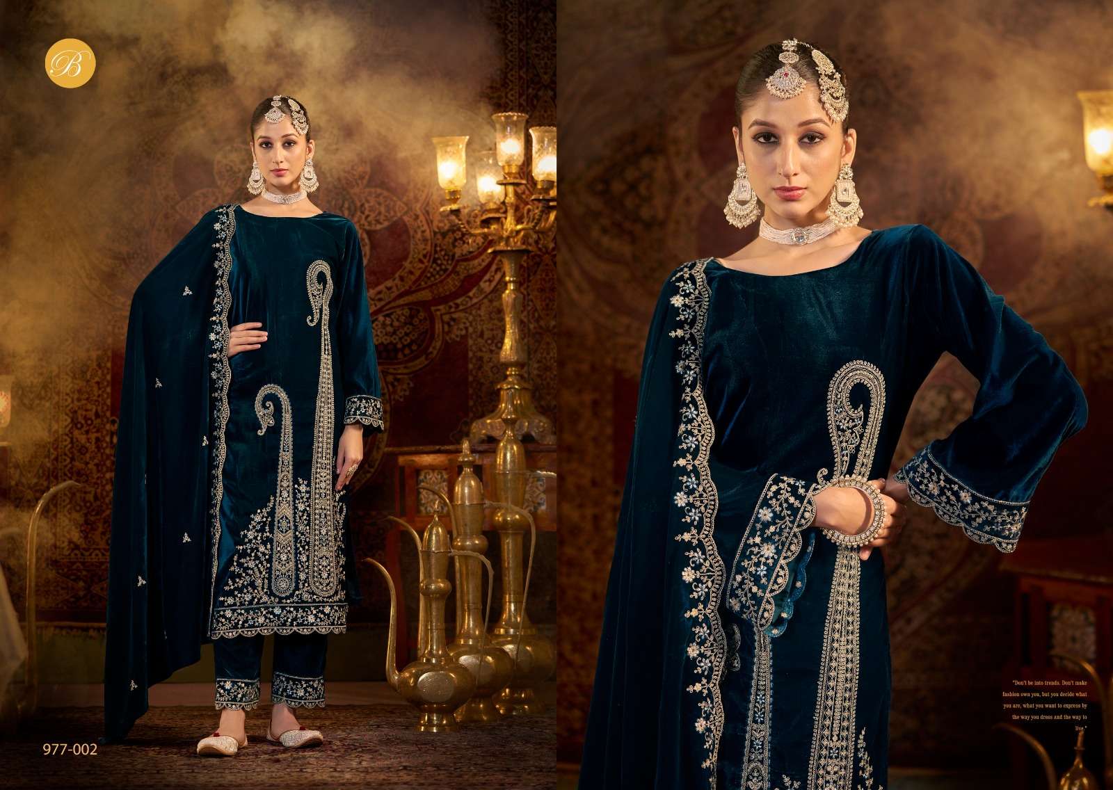 BELLIZA DESIGNER STUDIO WINTER LUXURY VELVET WITH HEAVY EMBROIDERY DESIGNER SUIT