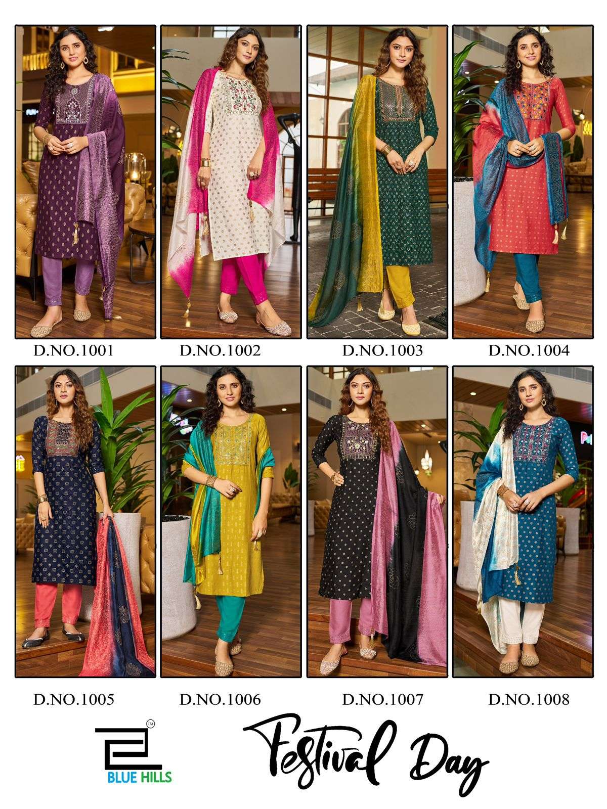 BLUE HILLS FESTIVAL DAY FANCY LADIES KURTI COMBO SET 