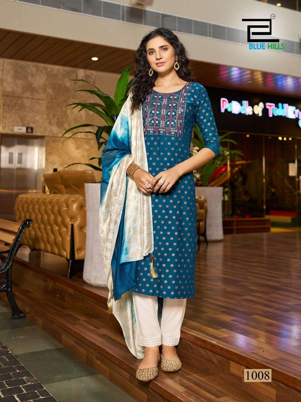 BLUE HILLS FESTIVAL DAY FANCY LADIES KURTI COMBO SET 