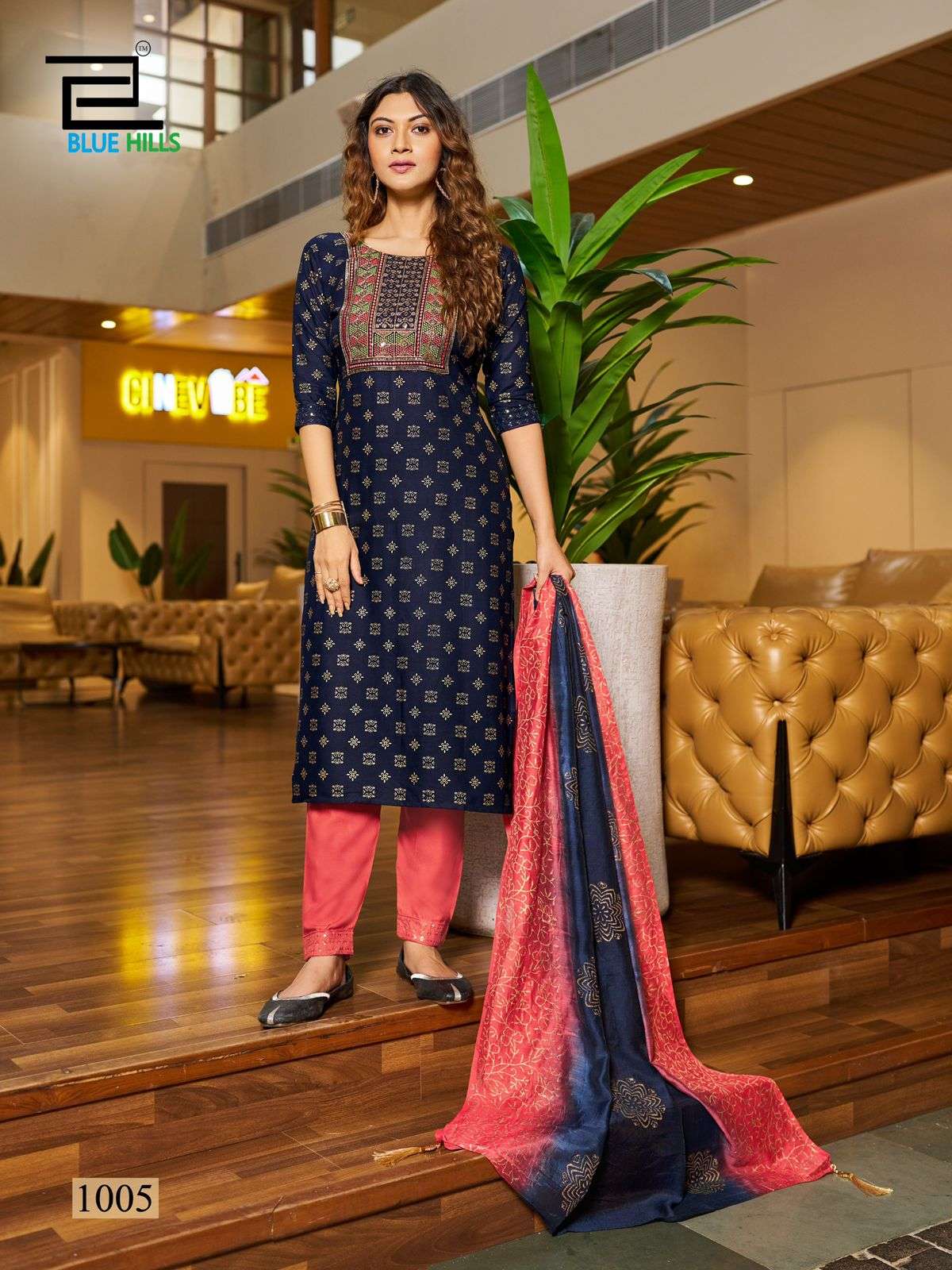 BLUE HILLS FESTIVAL DAY FANCY LADIES KURTI COMBO SET 