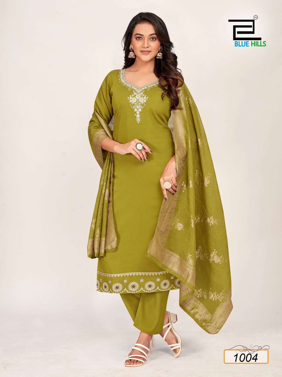 BLUE HILLS JHANVI SILK FANCY EMBROIDERY WORKS KURTI COMBO SET 
