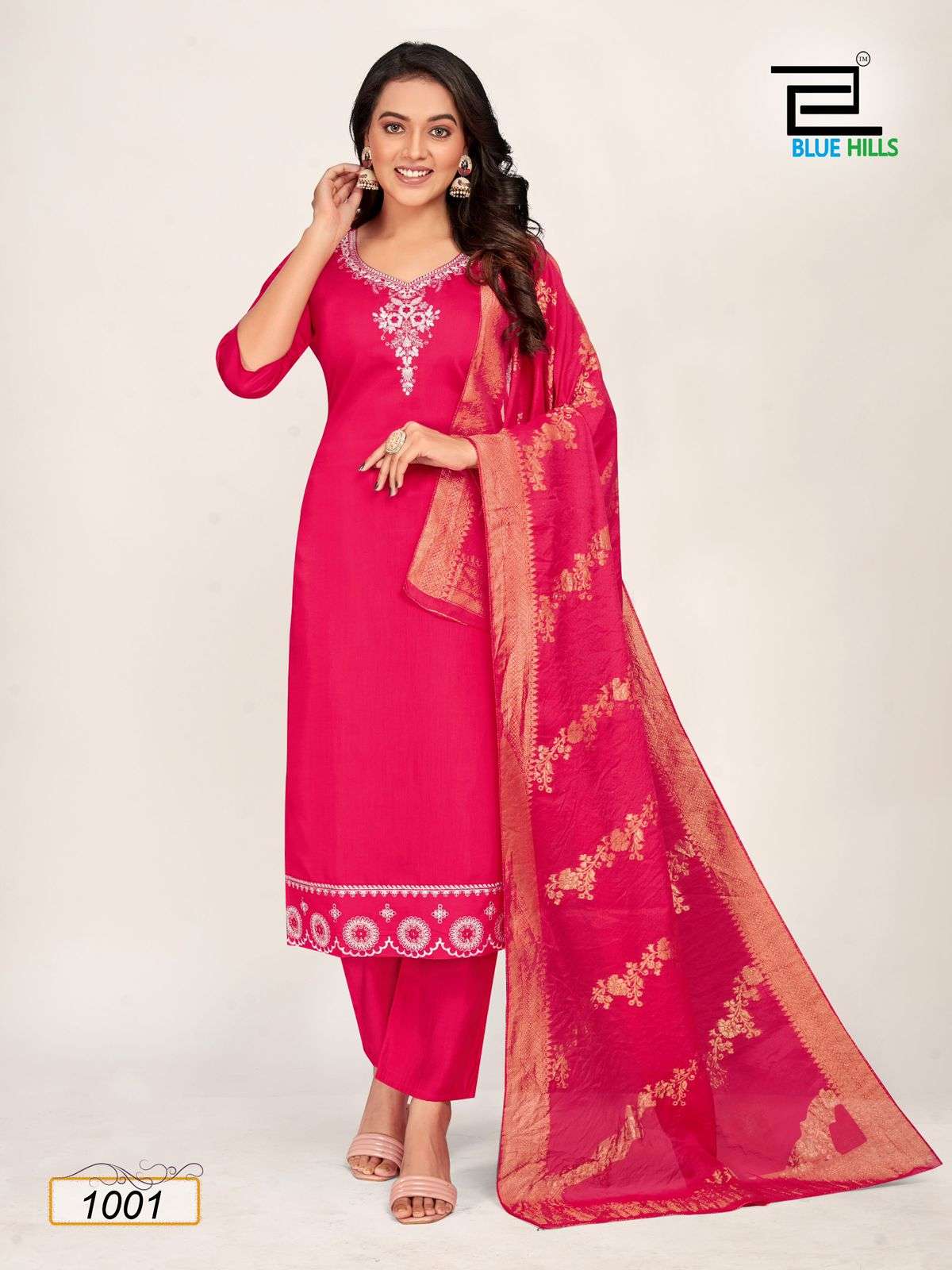 BLUE HILLS JHANVI SILK FANCY EMBROIDERY WORKS KURTI COMBO SET 