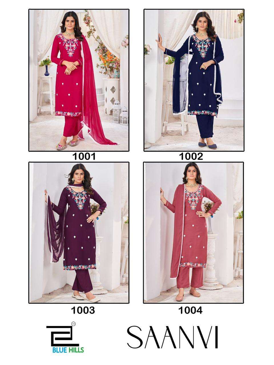 BLUE HILLS SAANVI FANCY DESIGNER WORK LADIES KURTI COMBO SET 