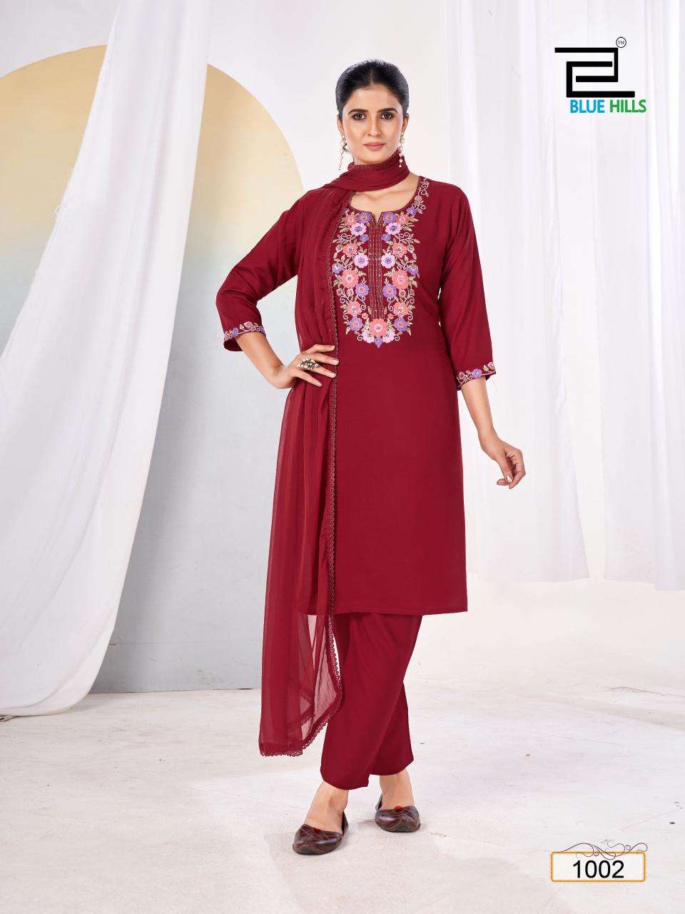 BLUE HILLS VANSIKA FANCY EMBROIDERY WORK KURTI COMBO SET 