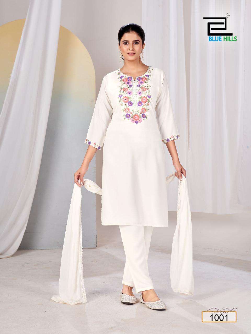 BLUE HILLS VANSIKA FANCY EMBROIDERY WORK KURTI COMBO SET 