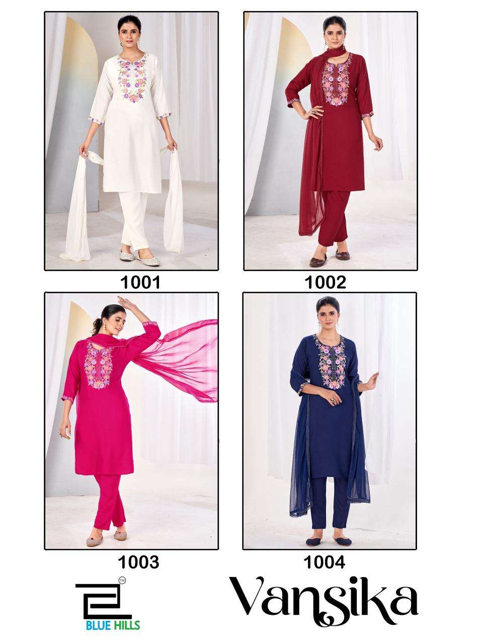 BLUE HILLS VANSIKA FANCY EMBROIDERY WORK KURTI COMBO SET 