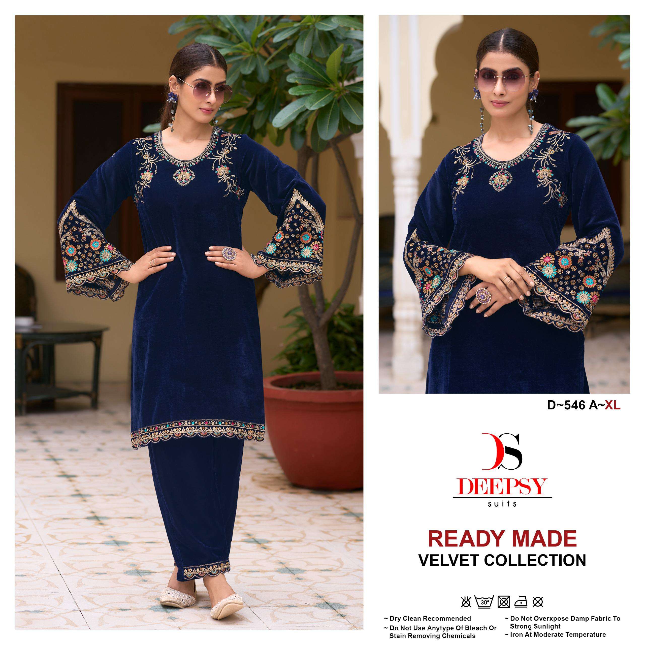 DEEPSY SUITS D 546 VELVET DESIGNER PAKISTANI KURTI WITH BOTTOM SET 