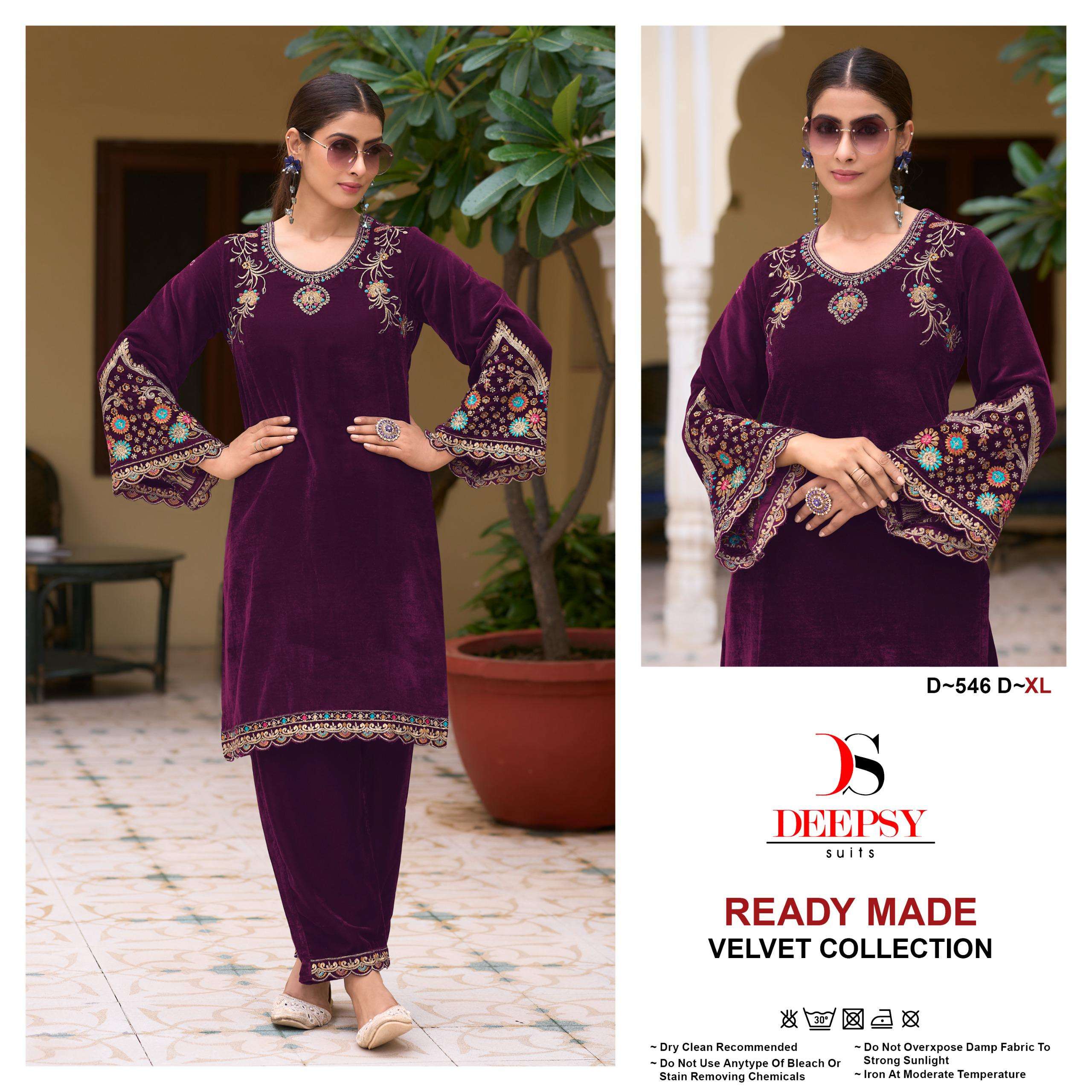 DEEPSY SUITS D 546 VELVET DESIGNER PAKISTANI KURTI WITH BOTTOM SET 