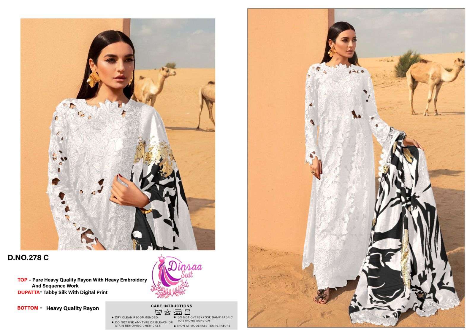 DINSAA SUIT  DESIGN NO - 278 ABC SUPER HIT 3 C OLOURS HEAVY SELF EMBROIDERY PARTY WEAR SUIT