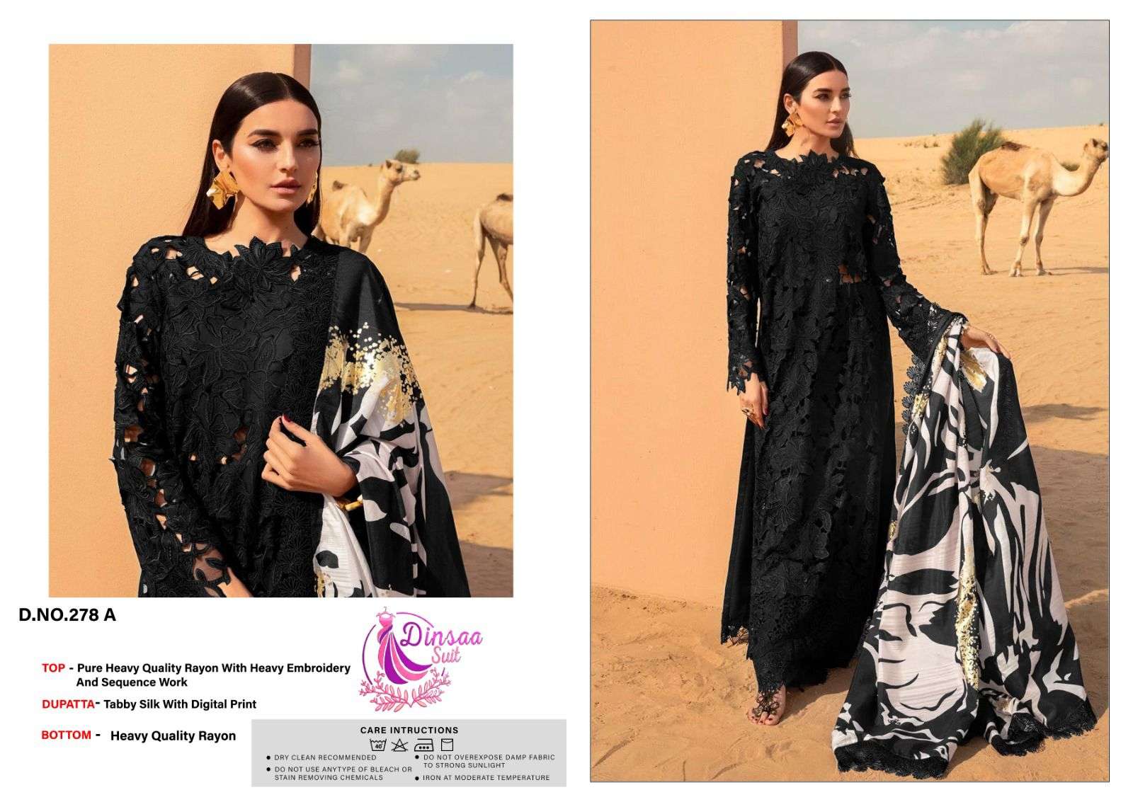 DINSAA SUIT  DESIGN NO - 278 ABC SUPER HIT 3 C OLOURS HEAVY SELF EMBROIDERY PARTY WEAR SUIT