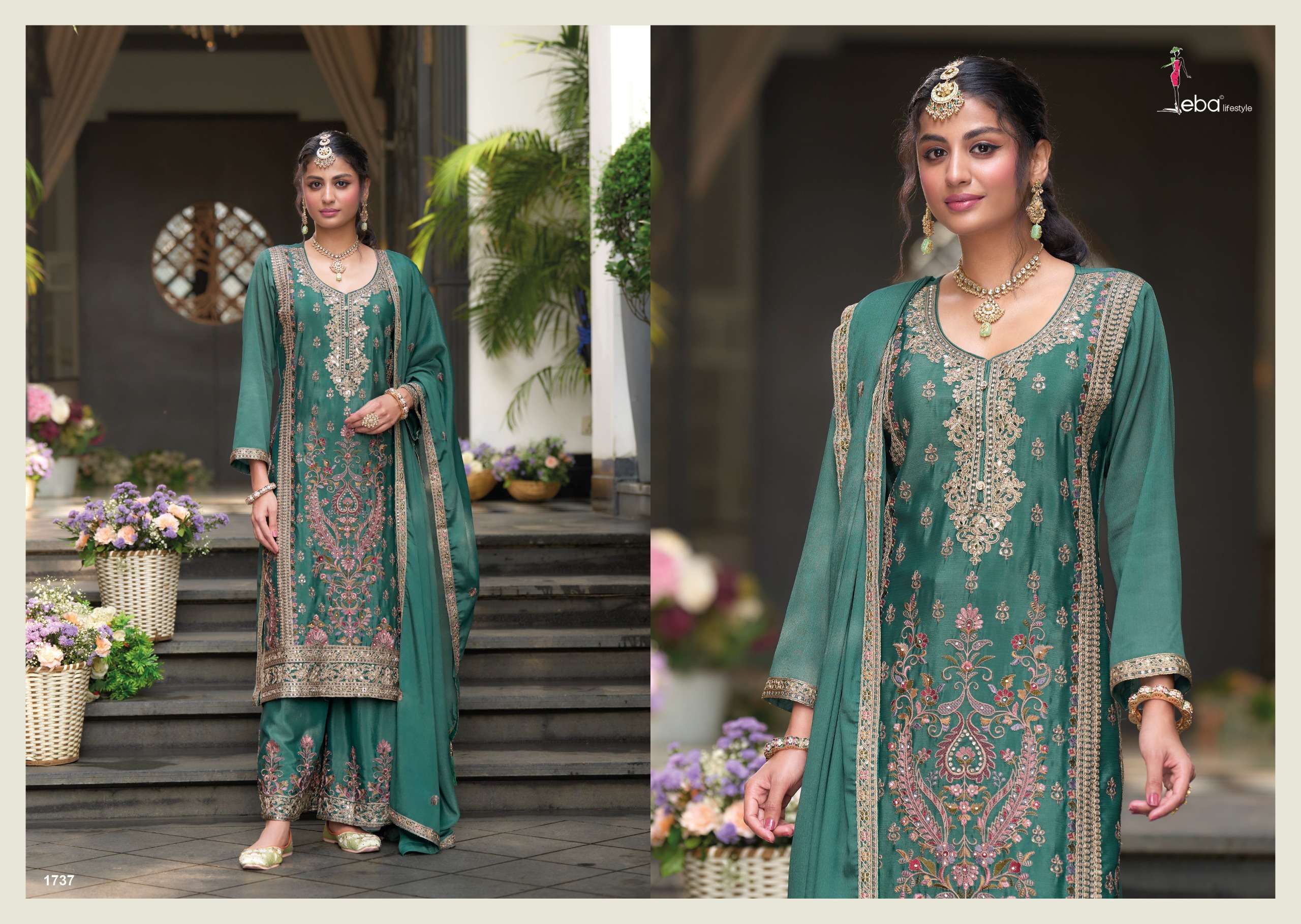 EBA LIFESTYE RUBY HEAVY EMBROIDERY DESIGNER FESTIVE WEAR SUIT
