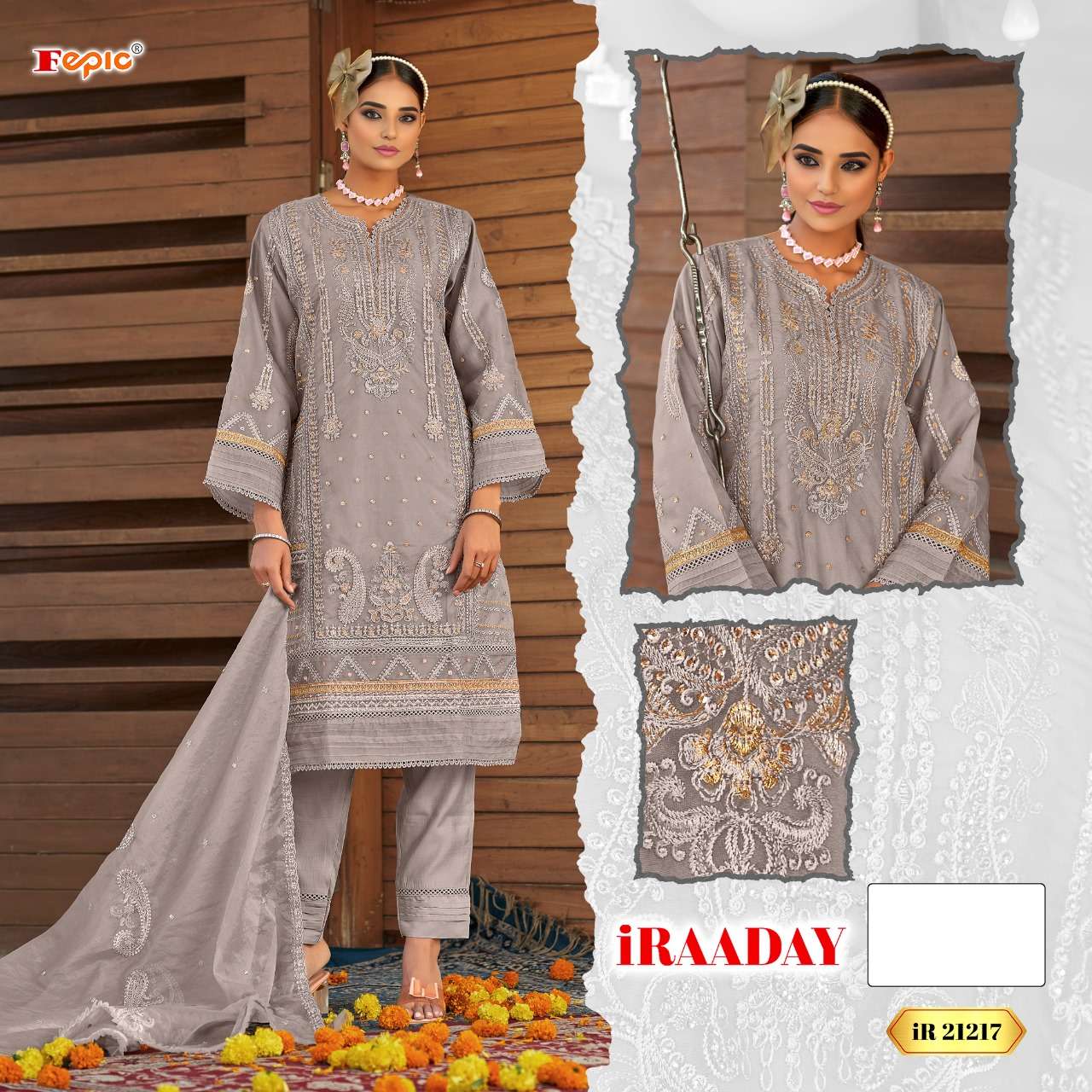 FEPIC iRAADAY IR 21217 ORGANZA EMBROIDERED SUIT