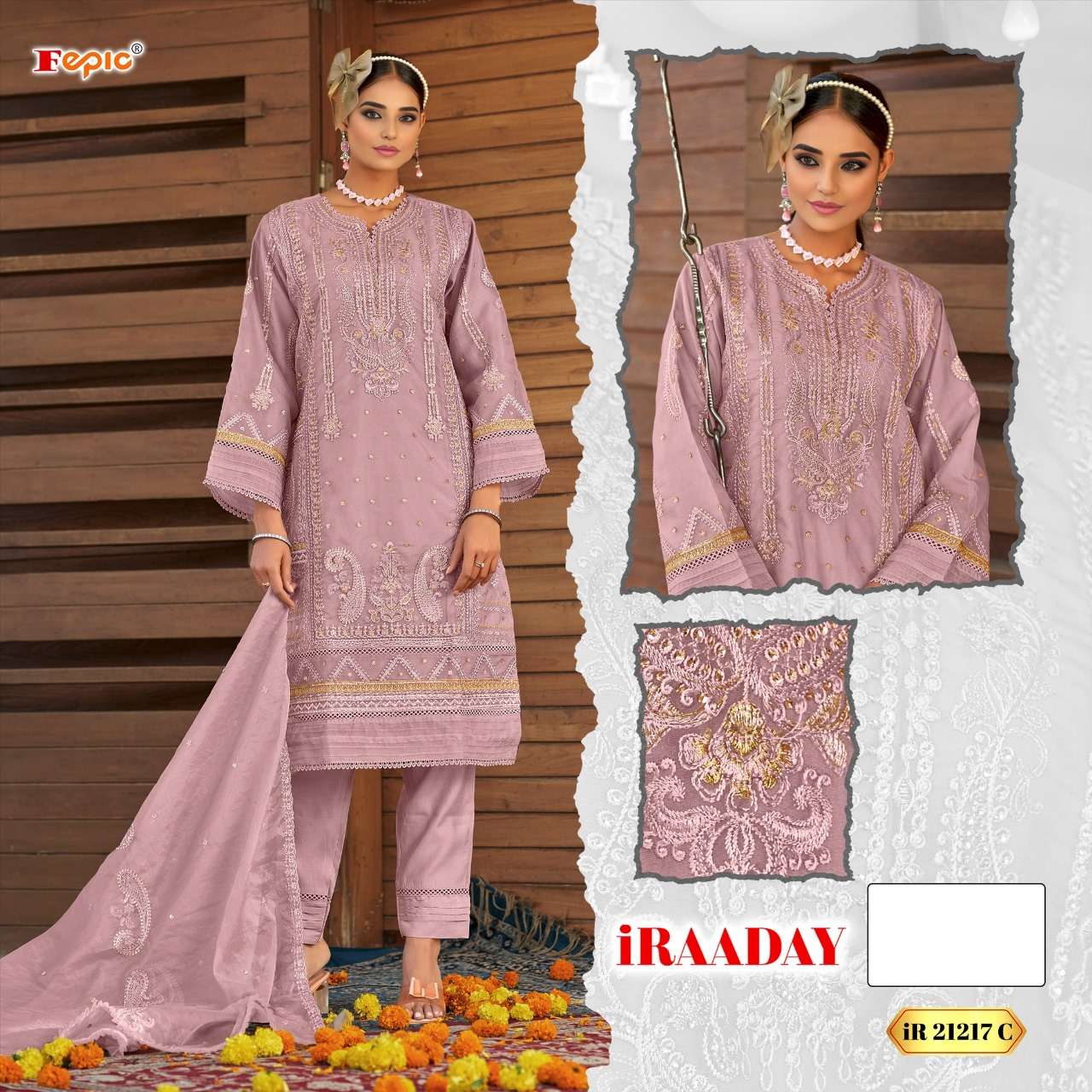 FEPIC iRAADAY IR 21217 ORGANZA EMBROIDERED SUIT