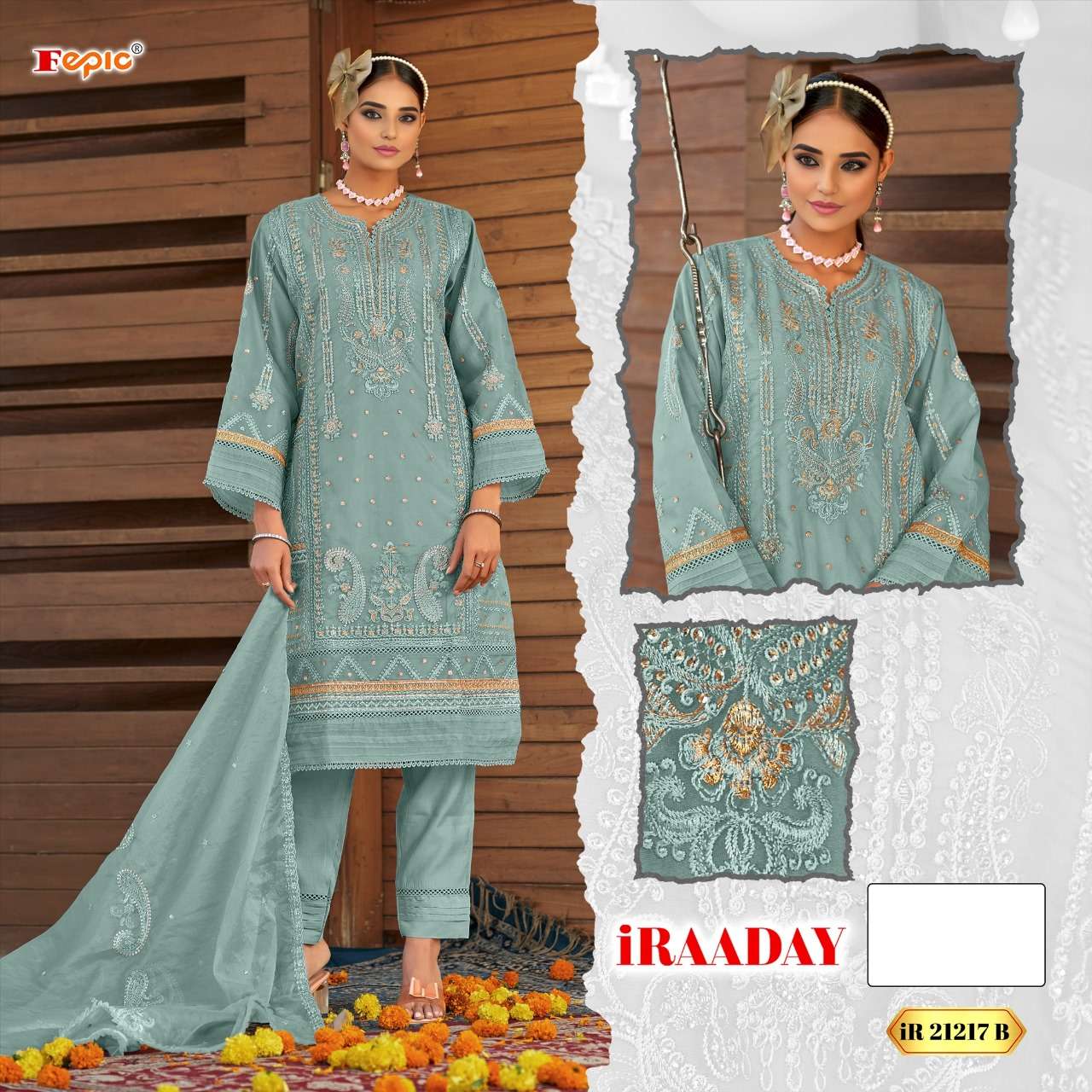 FEPIC iRAADAY IR 21217 ORGANZA EMBROIDERED SUIT