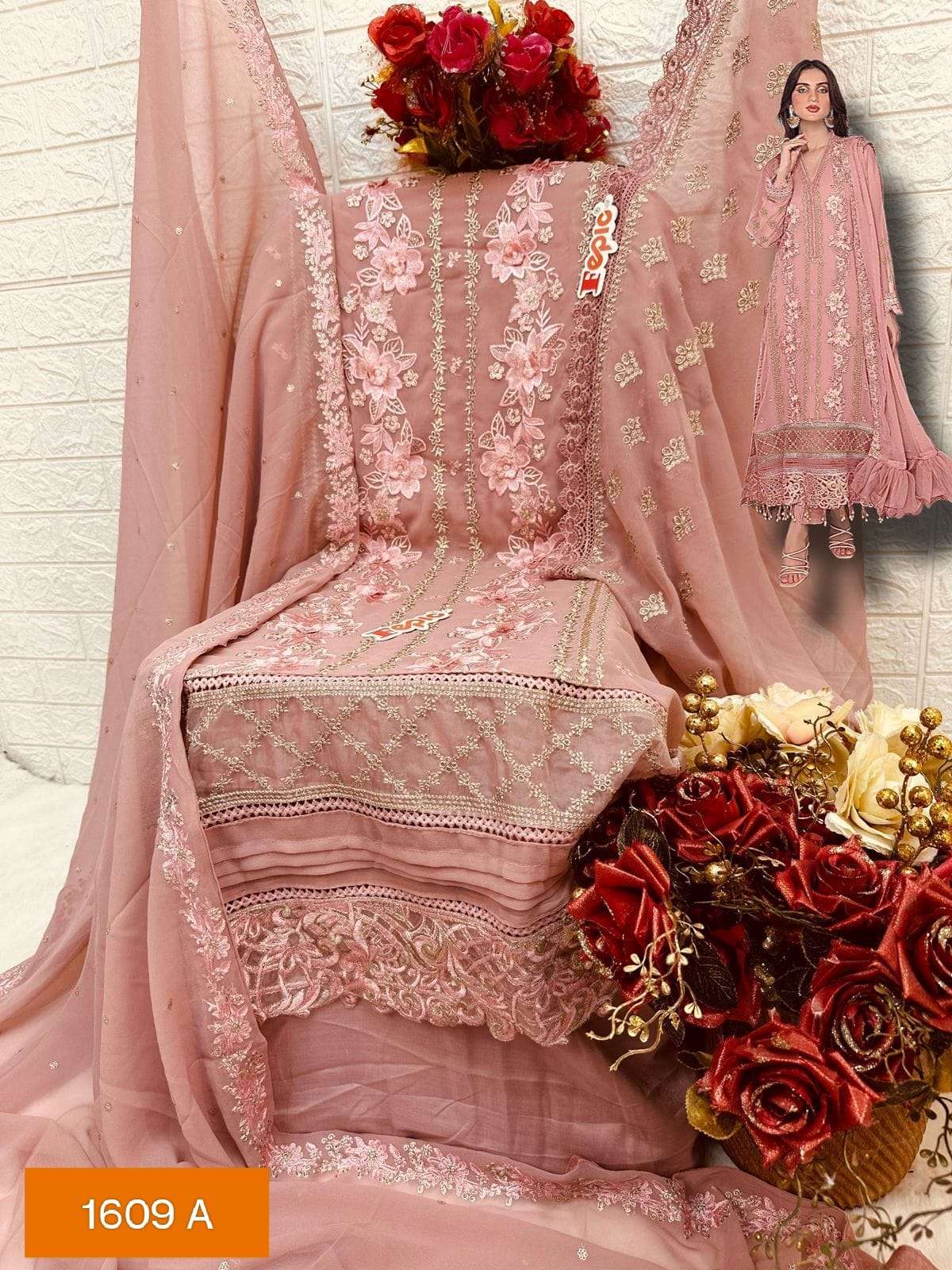 FEPIC ROSEMEEN C 1609 GEORGETTE EMBROIDERED PAKISTANI SUIT