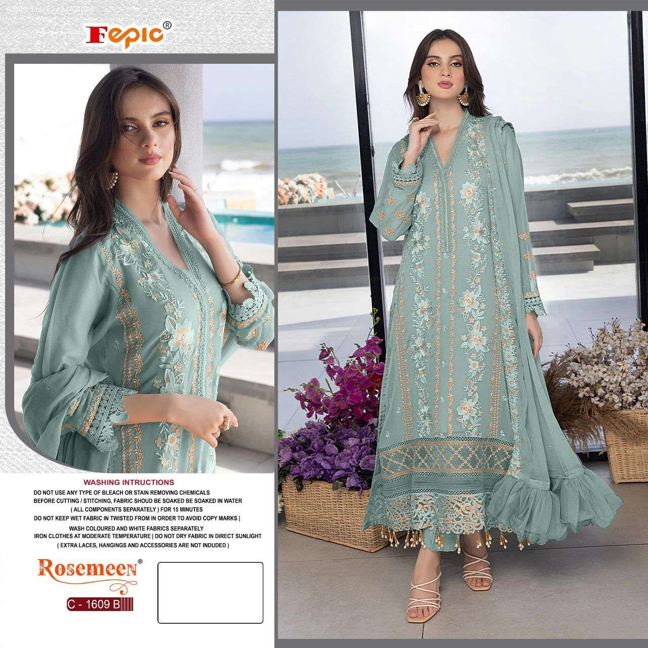FEPIC ROSEMEEN C 1609 GEORGETTE EMBROIDERED PAKISTANI SUIT