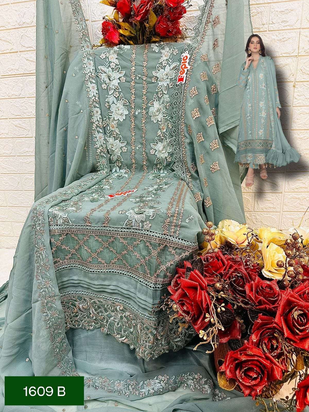 FEPIC ROSEMEEN C 1609 GEORGETTE EMBROIDERED PAKISTANI SUIT