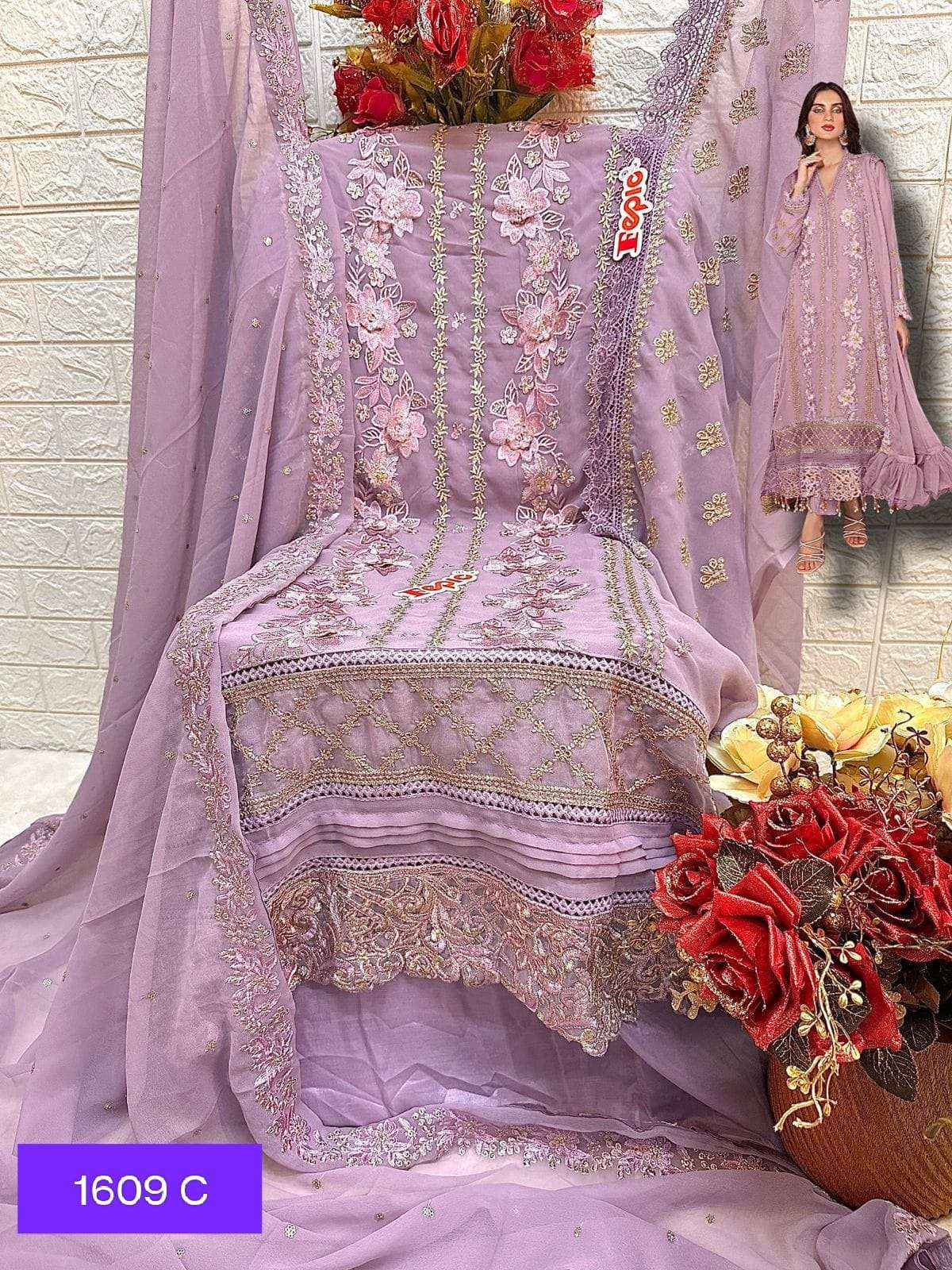 FEPIC ROSEMEEN C 1609 GEORGETTE EMBROIDERED PAKISTANI SUIT