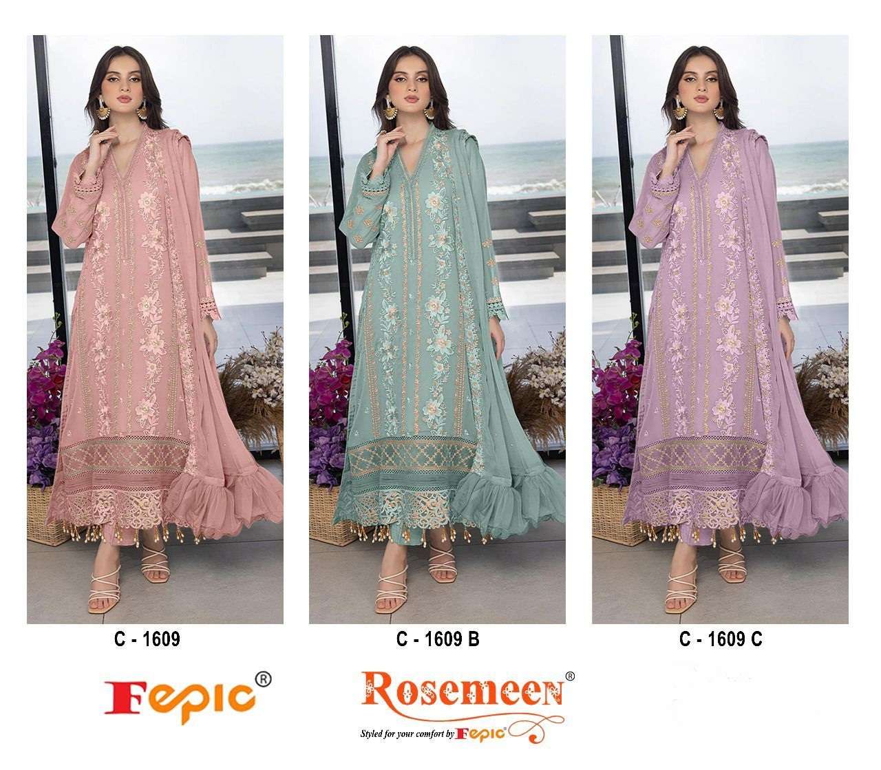 FEPIC ROSEMEEN C 1609 GEORGETTE EMBROIDERED PAKISTANI SUIT