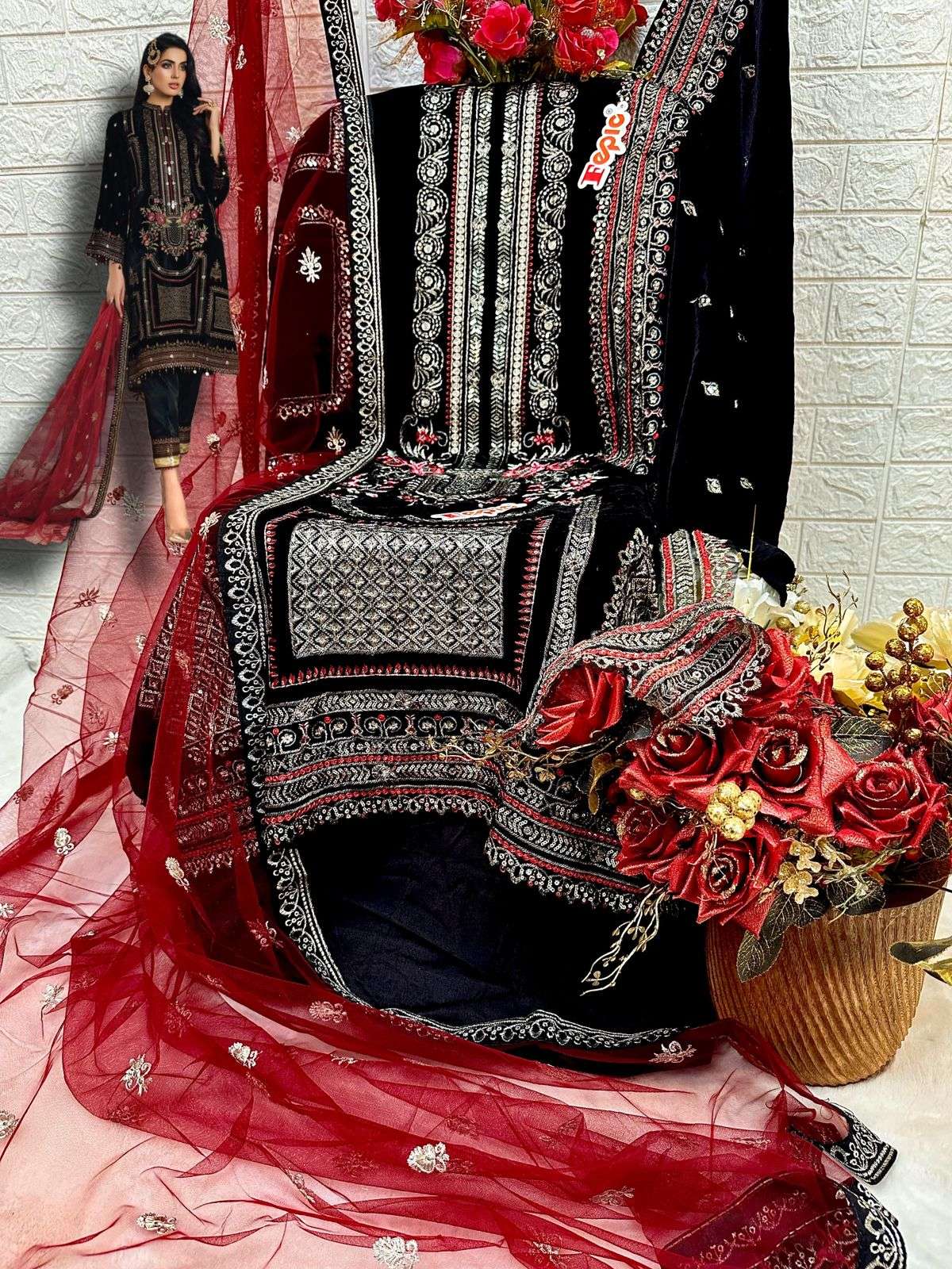 FEPIC ROSEMEEN C 17019 VELVET EMBROIDERED PAKISTANI SUIT	