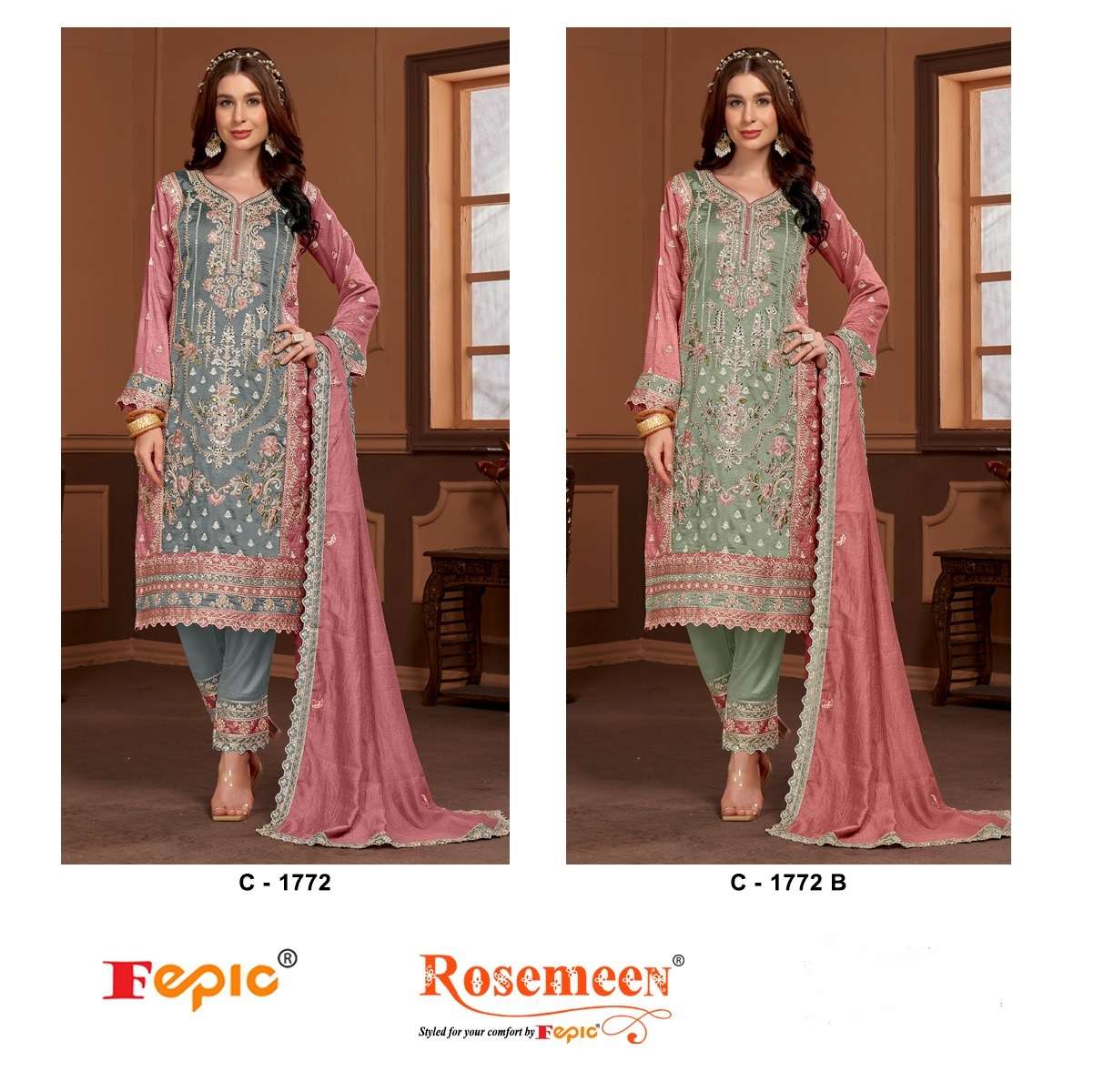 FEPIC ROSEMEEN C 1772 SILK HEAVY EMBROIDERED PAKISTANI SUIT