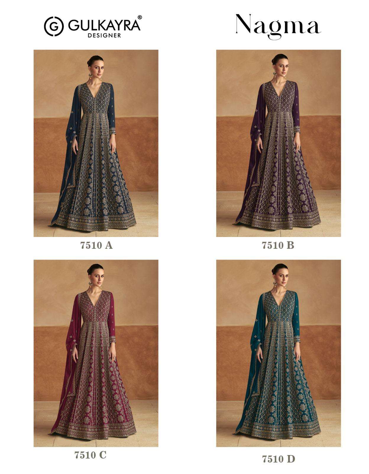 GULKAYRA DESIGNER NAGMA HEAVY DESIGNER LONG PARTY WEAR GOWN WITH DUPATTA 