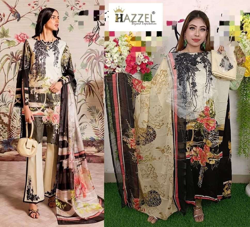 HAZEEL NEW LUXURY LAWN DESIGN NO - 0126 COTTON PRINTED SUIT