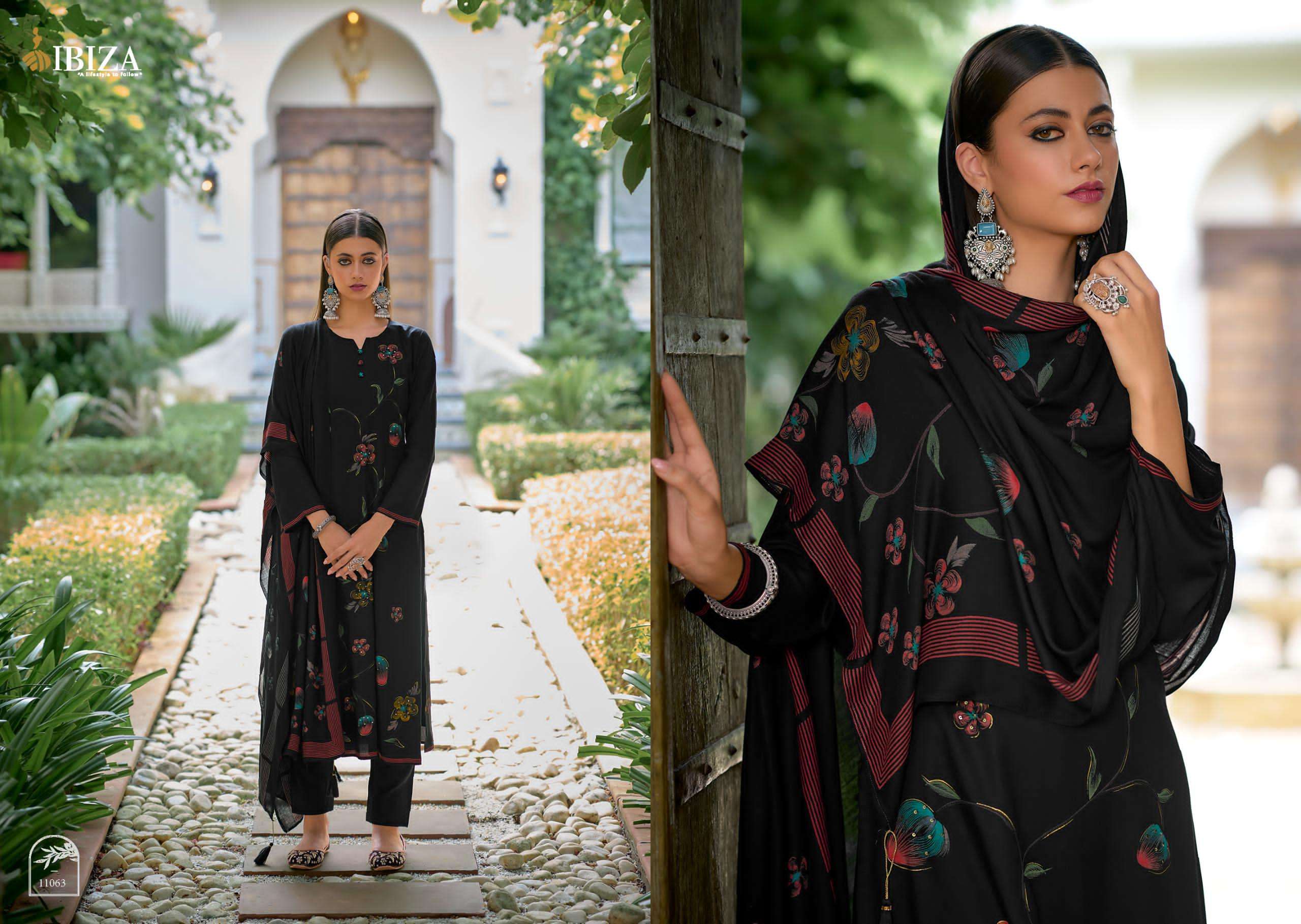 IBIZA CLARA PASHMINA DIGITAL PRINT WITH FANCY WORK SUIT