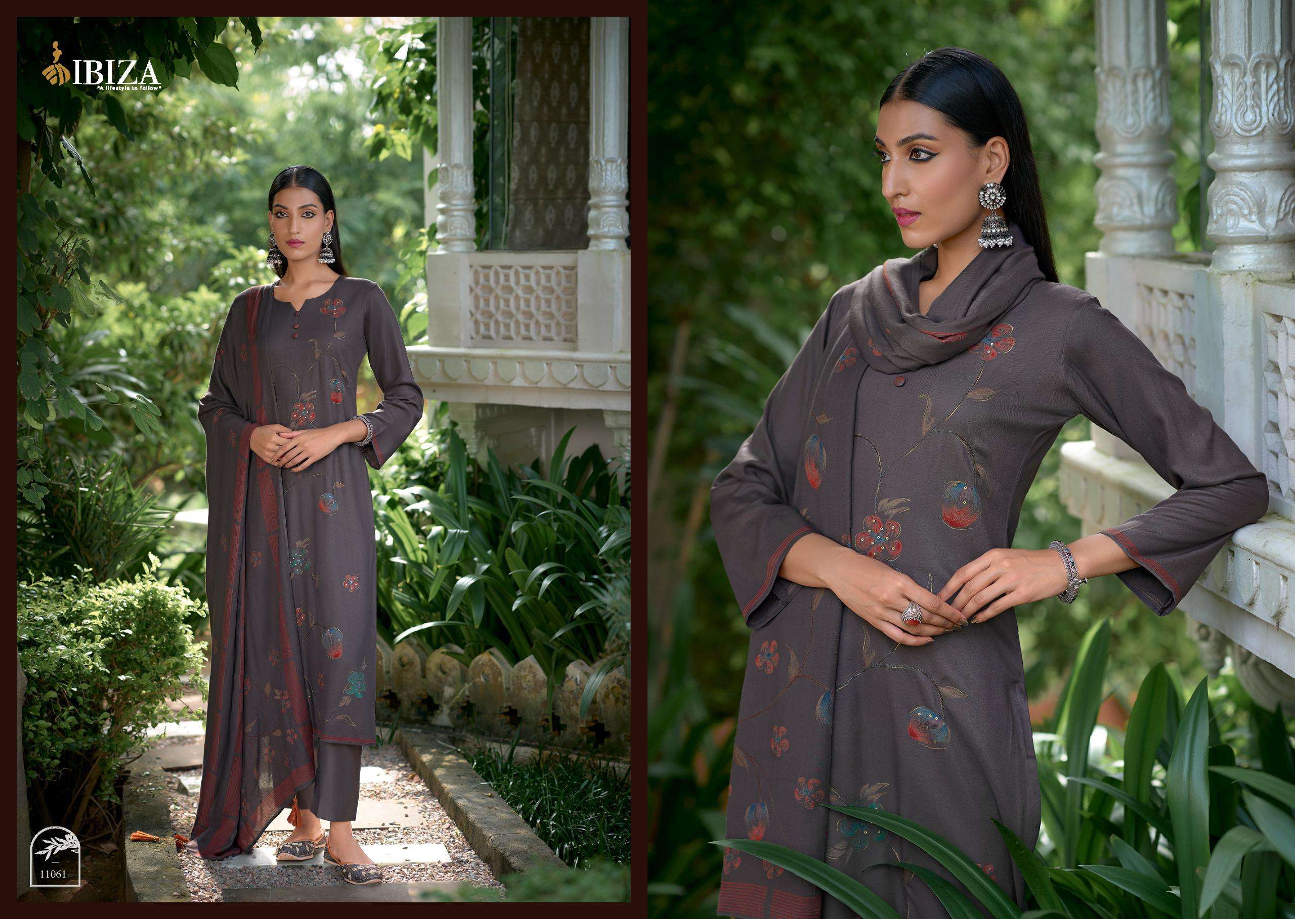 IBIZA CLARA PASHMINA DIGITAL PRINT WITH FANCY WORK SUIT