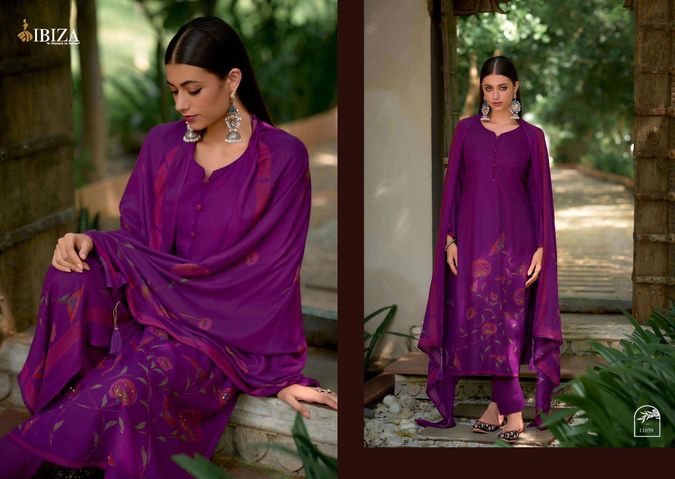 IBIZA CLARA PASHMINA DIGITAL PRINT WITH FANCY WORK SUIT