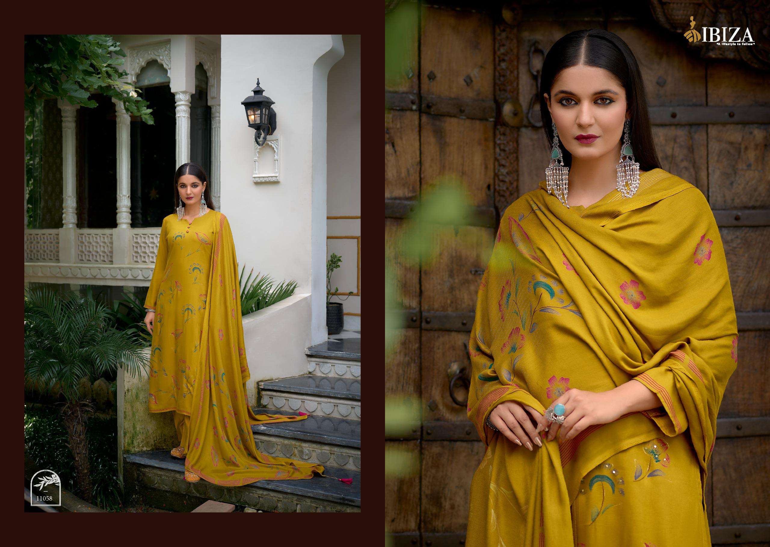 IBIZA CLARA PASHMINA DIGITAL PRINT WITH FANCY WORK SUIT